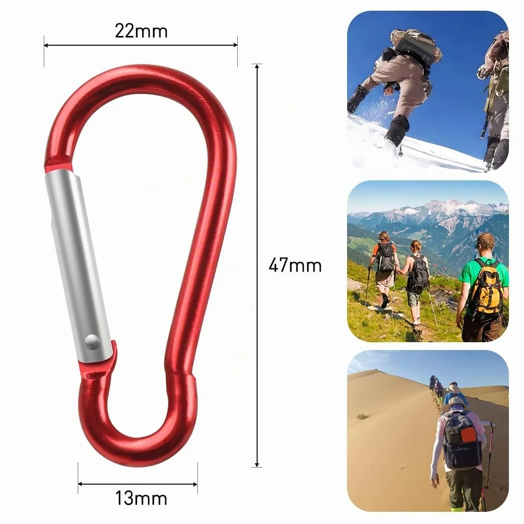 Lot de 10 mousquetons porte-clés multicolores en aluminium pour camping