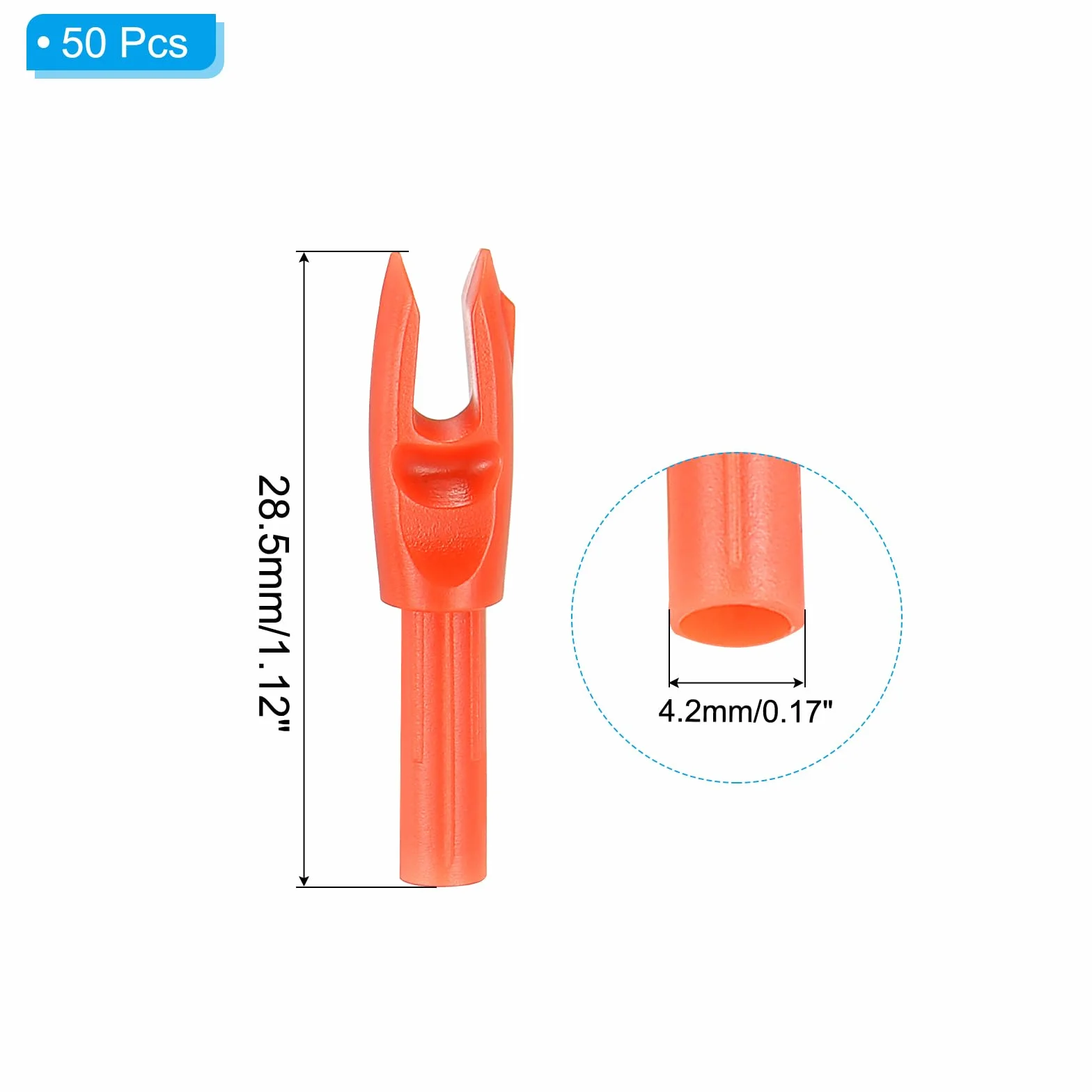 PATIKIL Encoches de Flèche d'Archerie 4,2 mm 0,165" 50 Pièces Insert Arrow Nock Replacement Orange