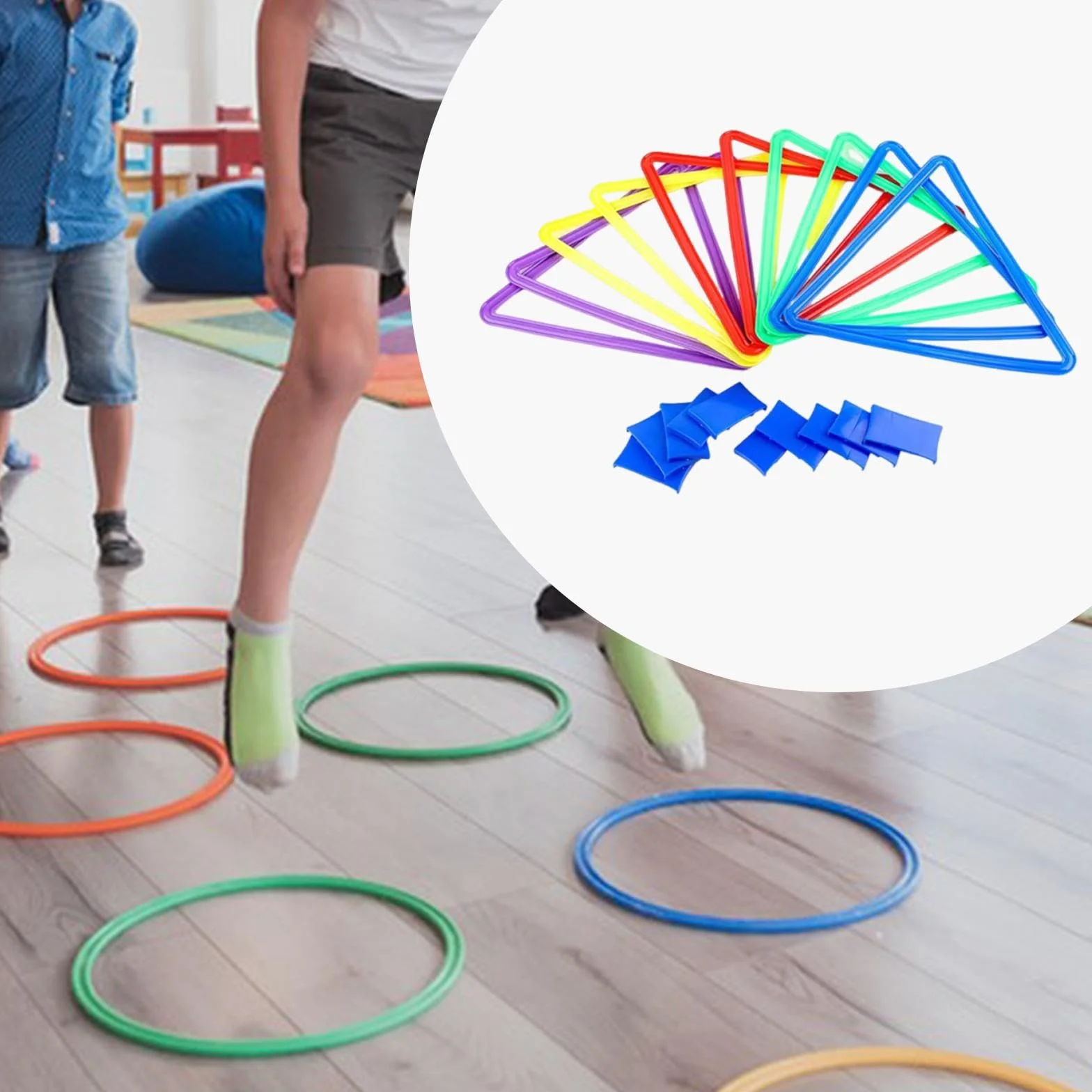 Anneaux de marelle pour enfants Jeu de lancer d'anneaux Triangle d'agilité intérieur extérieur