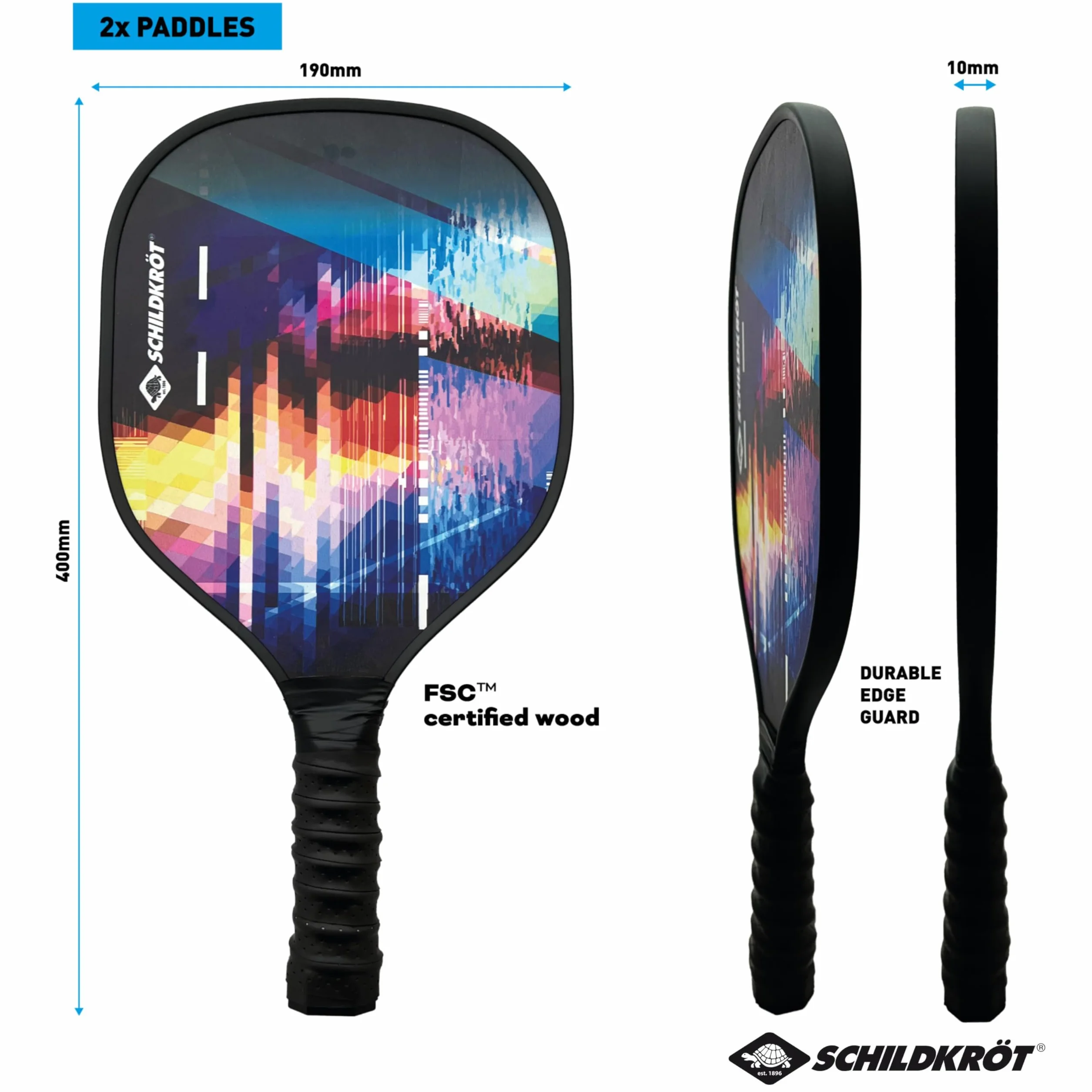 Schildkröt Pickleball Set 2 Raquettes 1 Balle Intérieure Extérieure Sac Transport
