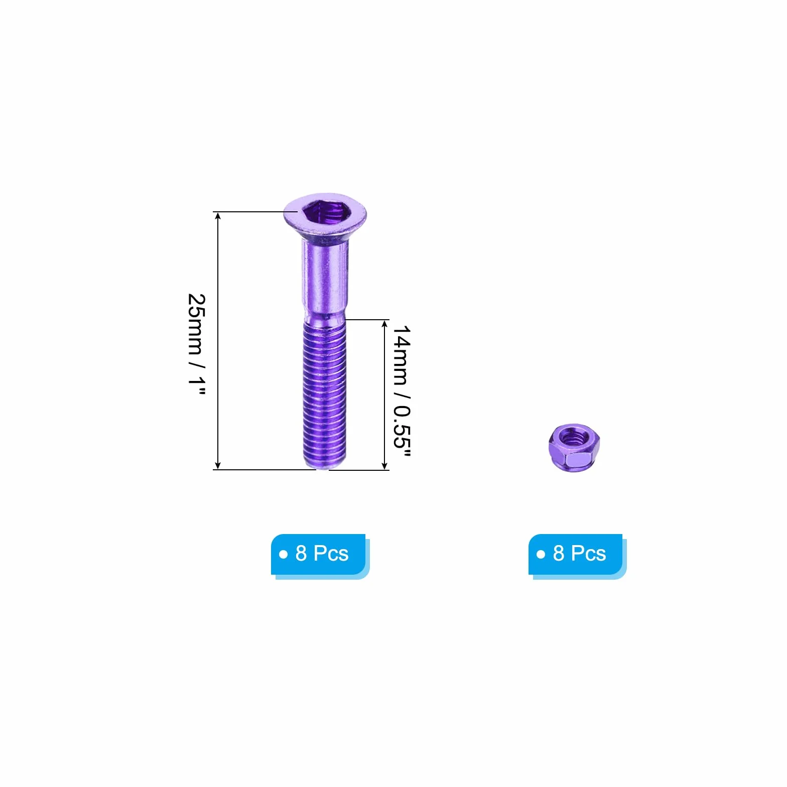 PATIKIL Kit de Quincaillerie pour Skateboard Boulons Écrous Acier au Carbone