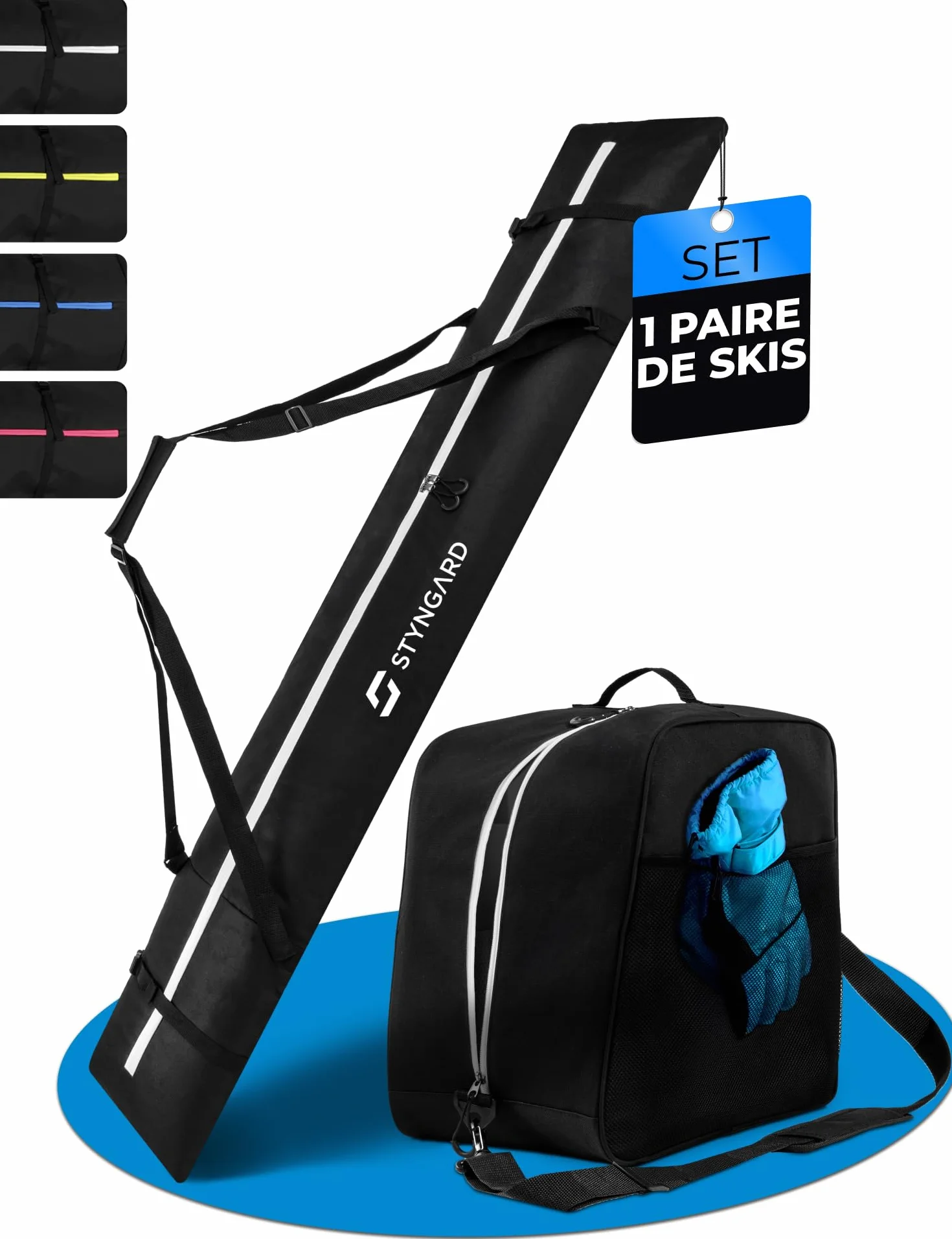 STYNGARD Housse à Skis 180 cm Sac à Chaussures de Ski 38 L Set Courchevel
