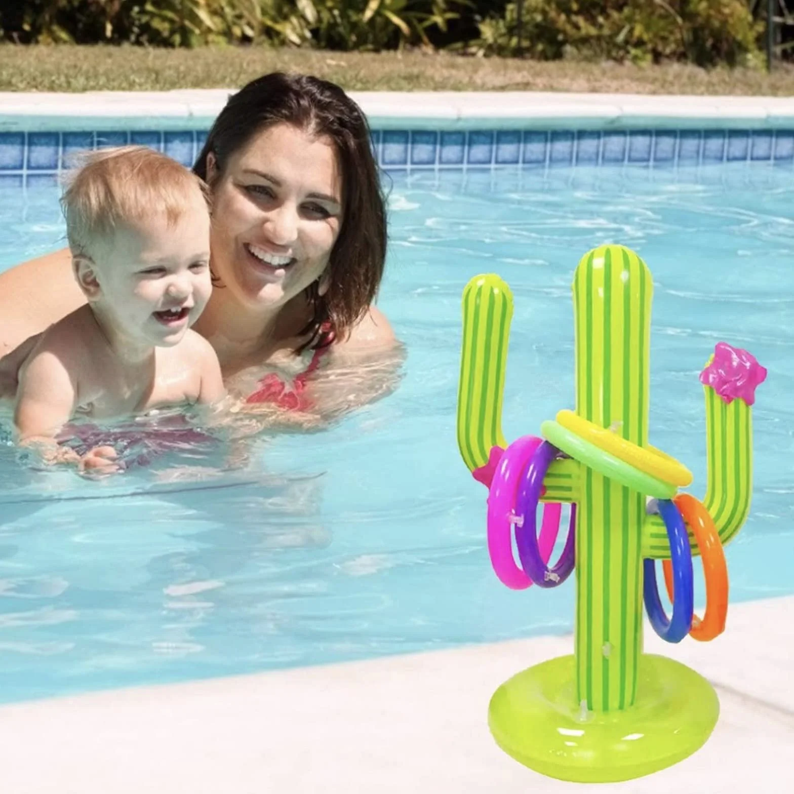 Piscine Gonflable Jouets Toss Game Ring Cactus Gonflable Jeux Piscine Exterieur Enfant Adulte Fiesta Anniversaire