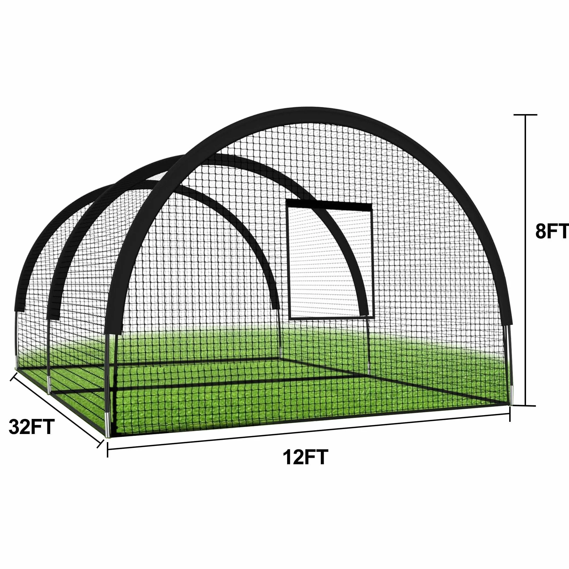 GarveeLife Filet de Cage de Baseball 10 x 3,65 x 2,4 m Portable avec Trou et Ouverture de Machine à Pitching