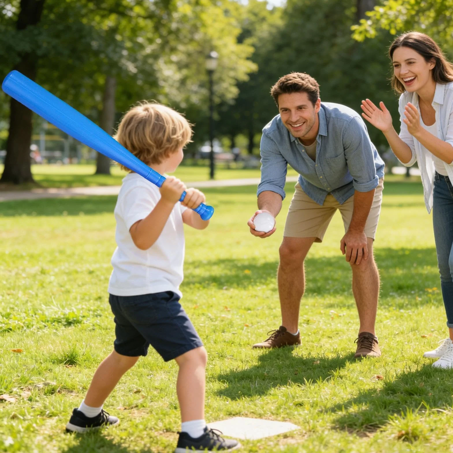 Batte de baseball en PVC avec poignée ergonomique pour l'entraînement - Jeu avec balle pour hommes, femmes, garçons