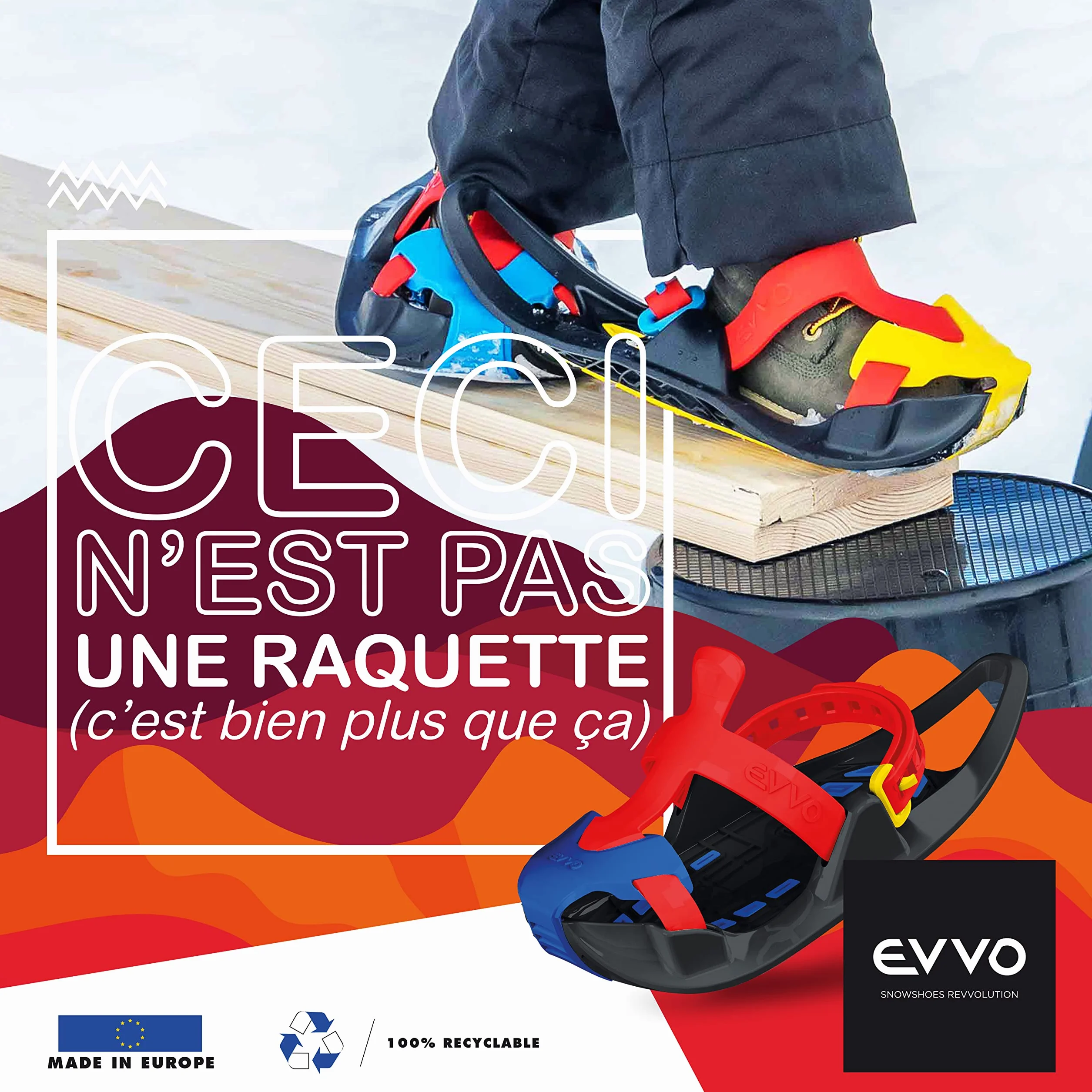 EVVO SHOSHIBAA Raquette Neige Enfant Fixations Réglables Crampons Souples Tout Terrain Randonnée