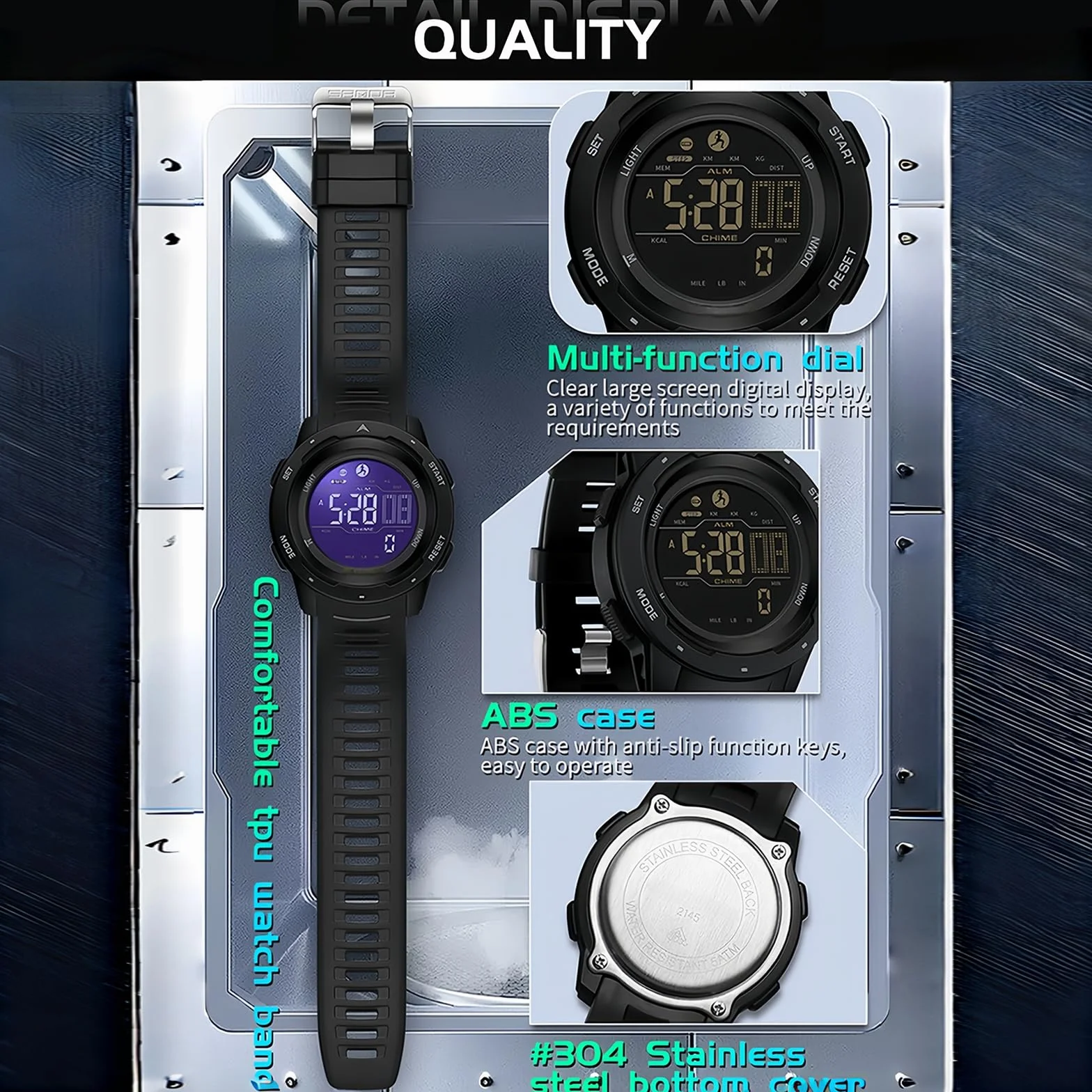 Flintronic Montre Podomètre sous-Marin de Plongée avec Comptage de Pas Calories Distance