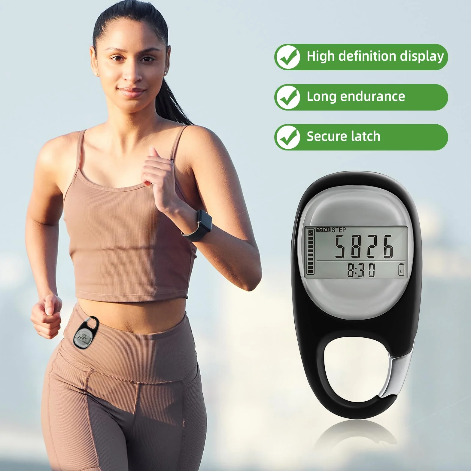 Podomètre numérique Portable 3D avec Clip - Idéal pour Jogging, Randonnée, Course à Pied - Sans Application - Noir