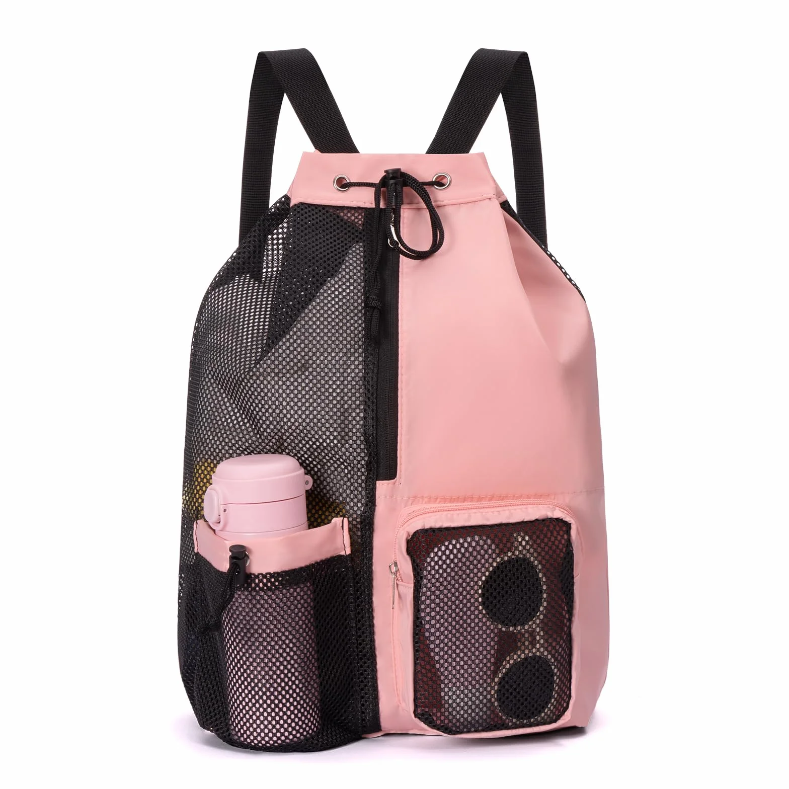 Sac Piscine Résistant à l'eau Sac Cordon Séparation Humide et Sèche, Sac de Sport en Maille pour Natation Gym Plage