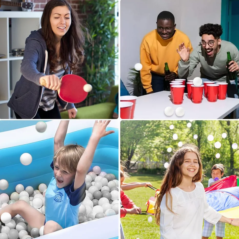Mizikuu 50 balles de tennis de table blanches plastique entraînement ping-pong