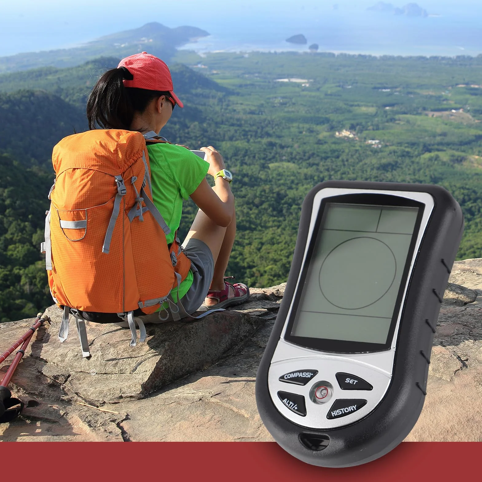 Boussole Numérique GPS Portable Navigation pour Randonnée en Plein Air