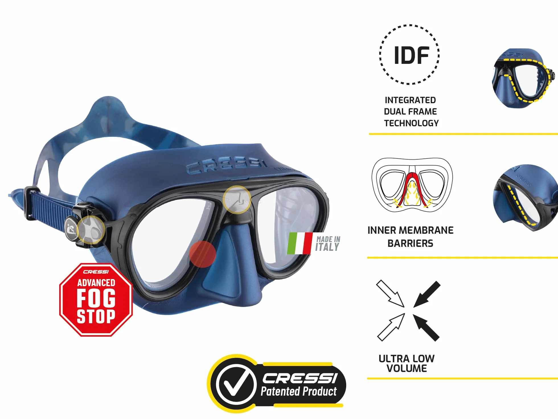 Cressi Calibro Mask Masque de Plongée Professionnel Anti-buée Taille Unique