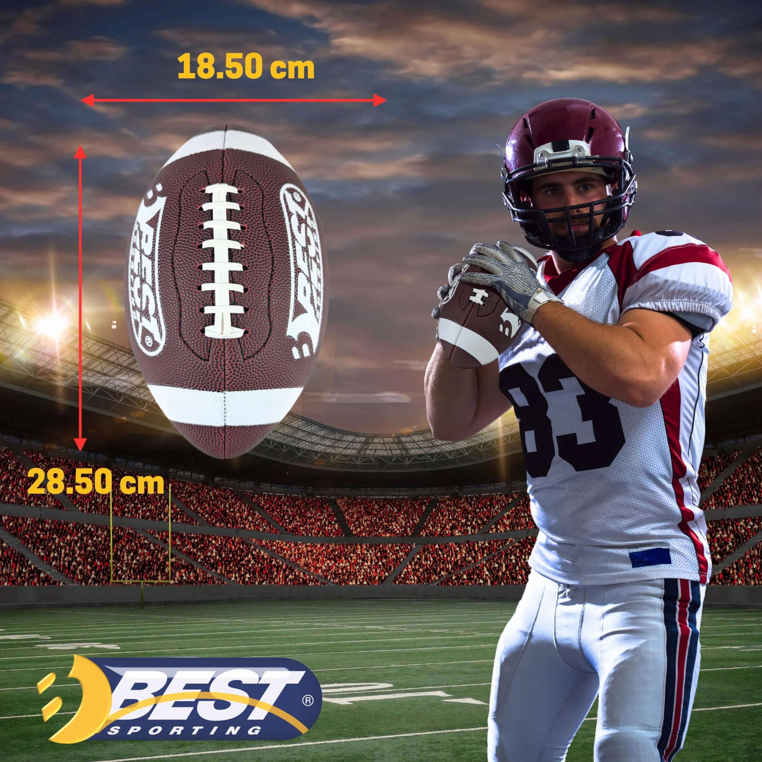 Best Sporting Ballon de football américain Taille 9 – Ballon robuste pour adultes et adolescents à partir de 14 ans