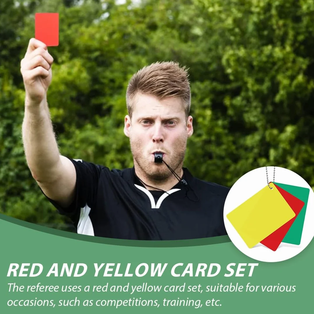Carton Arbitre Football 3 Set Cartes Pénalité Rouge Jaune Vert Portable Matchs