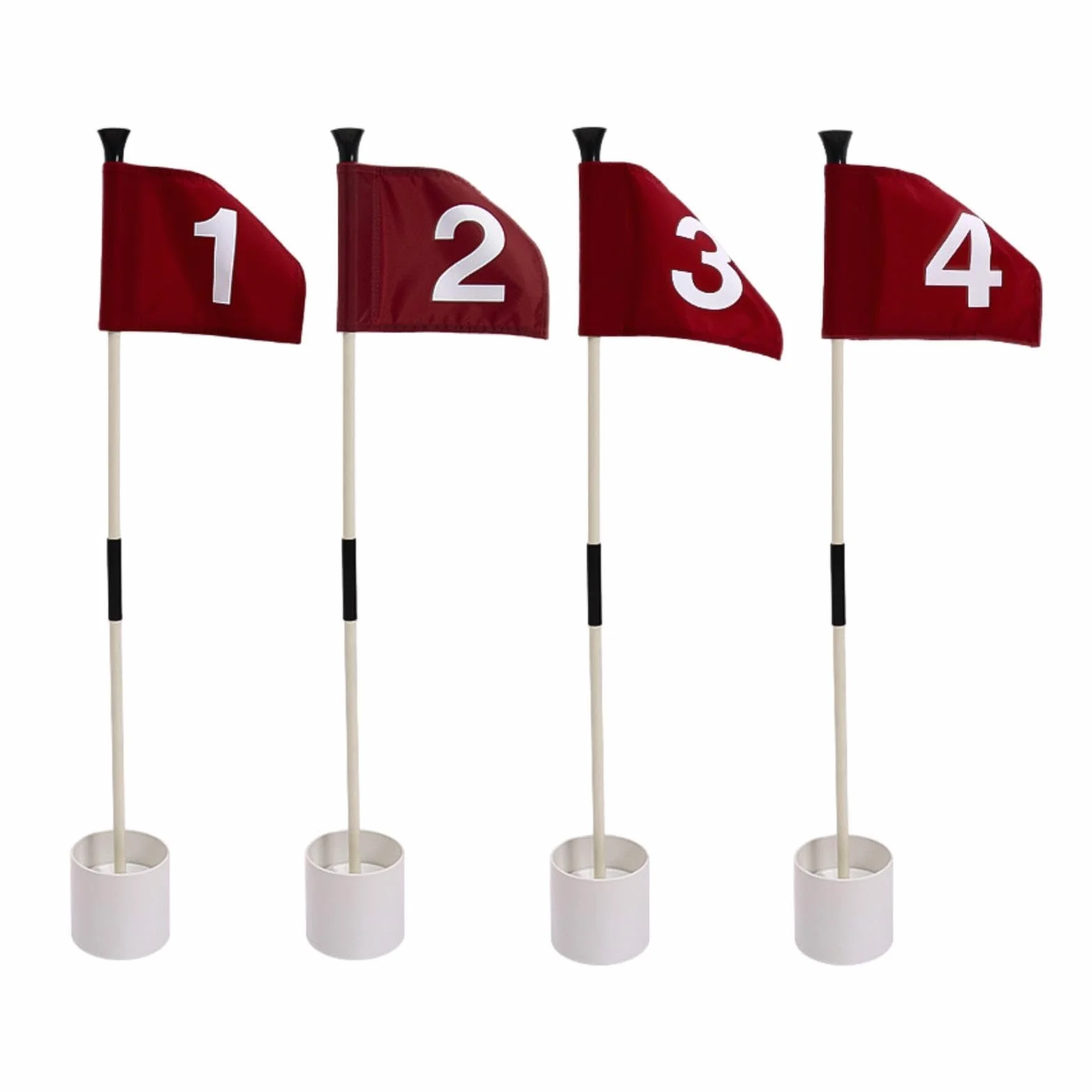 Lot de 4 Drapeaux de Golf, Ensemble de Tasses à Trous Portable avec Poteau