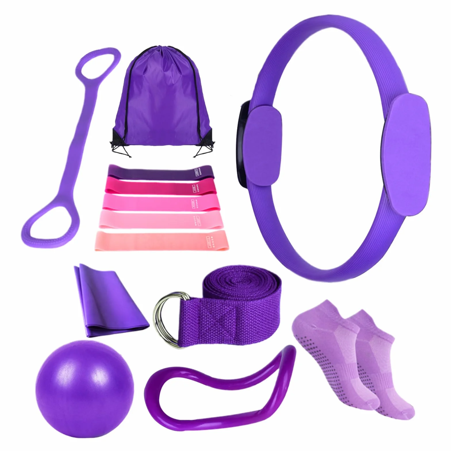 Kit Pilates Maison, Ensemble Yoga Pilate Femme, Accessoires Gymnase Domicile Stabilité Flexibilité Force