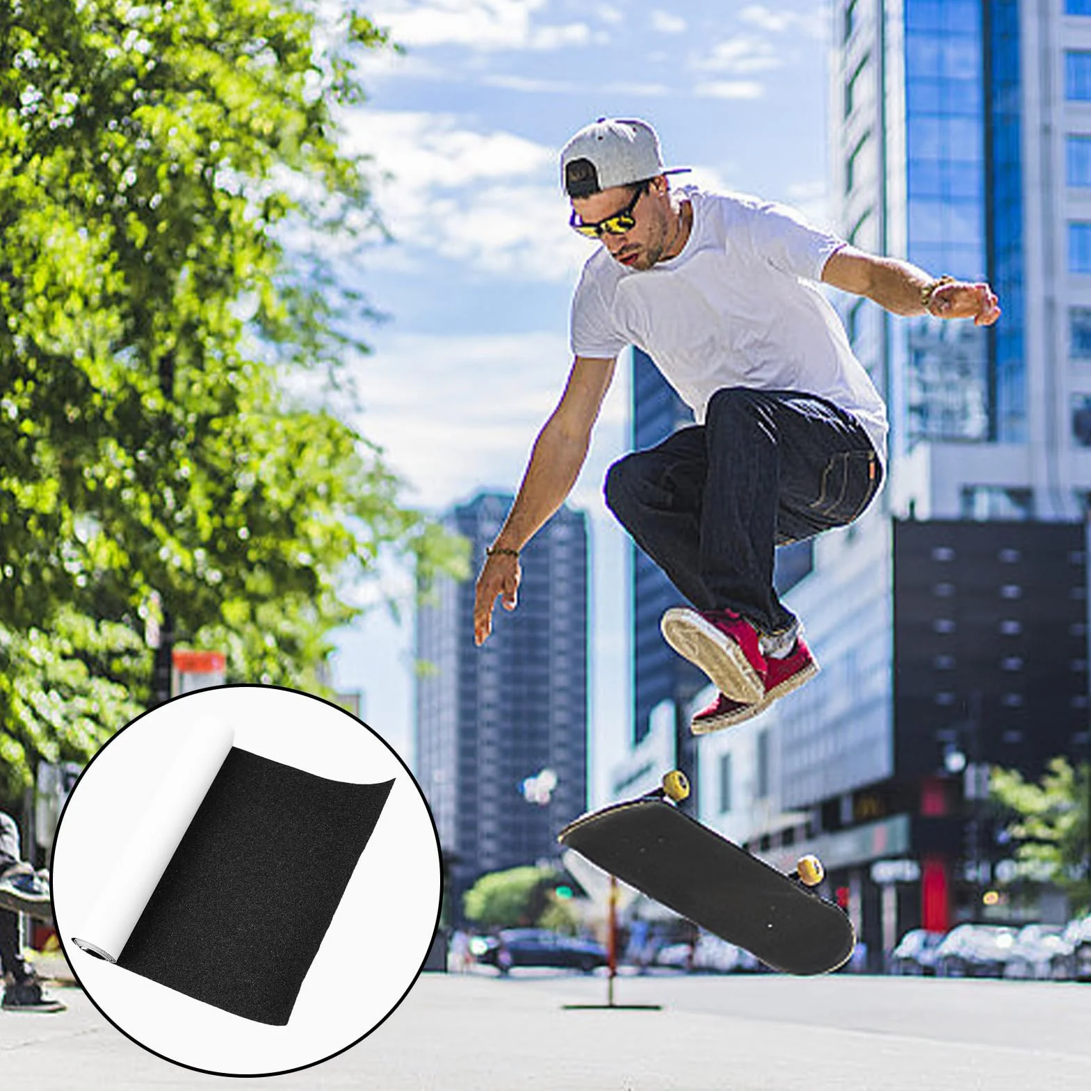 Bande antidérapante pour skateboard 81x21cm Imperméable Noir