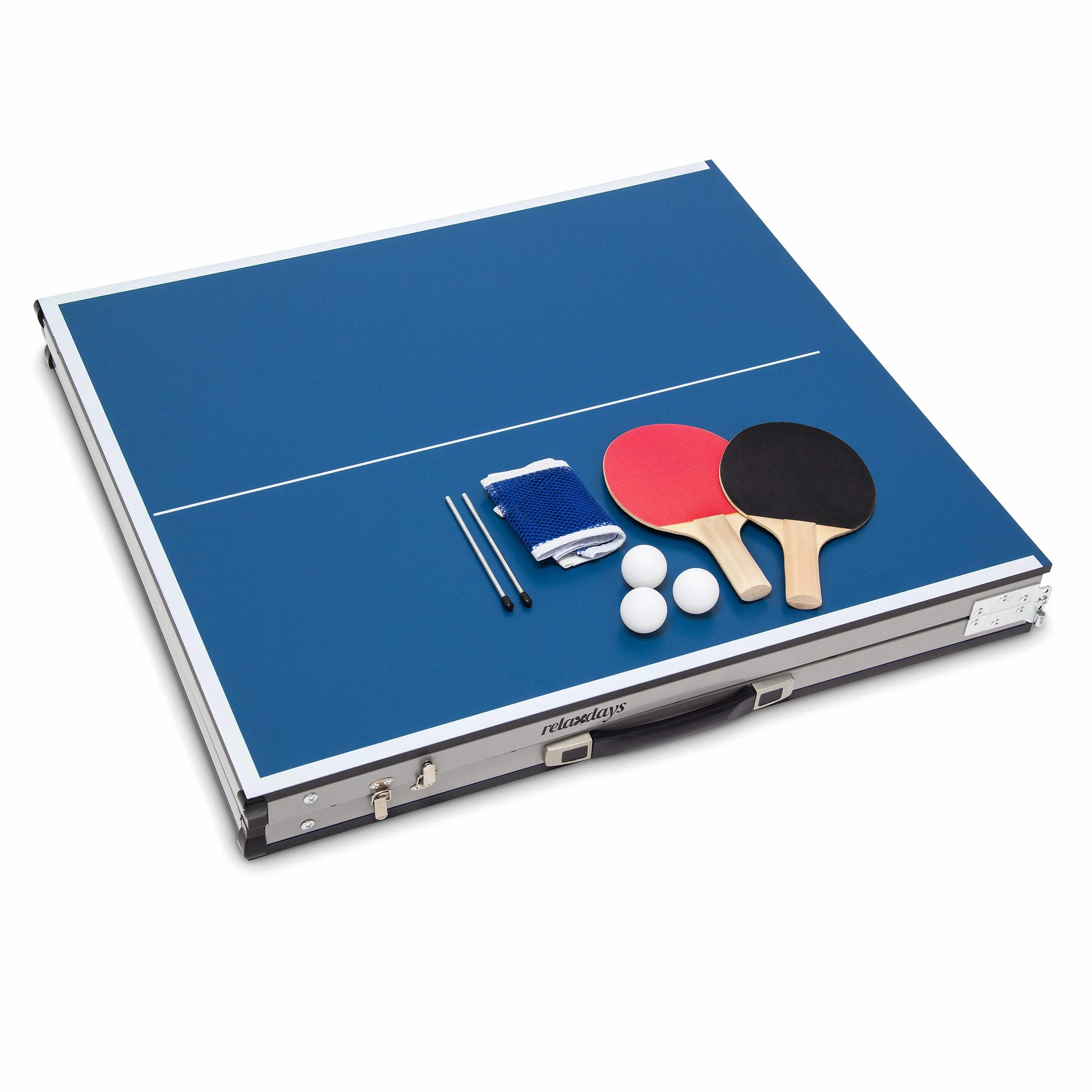 Relaxdays Table de ping-pong pliante 150 x 67 x 71 cm Bleu Argenté Noir