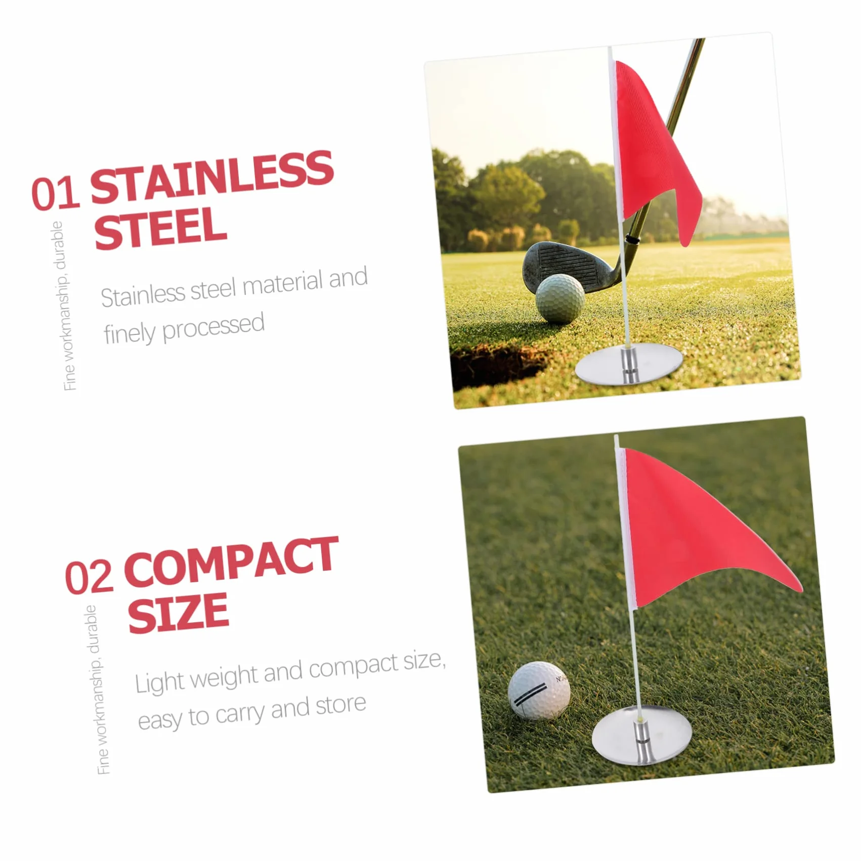 Ensemble Drapeau De Golf Portable Avec Tasse De Trou - Accessoires De Pratique De Golf Léger Et Compact Pour Améliorer La Précision De Putting