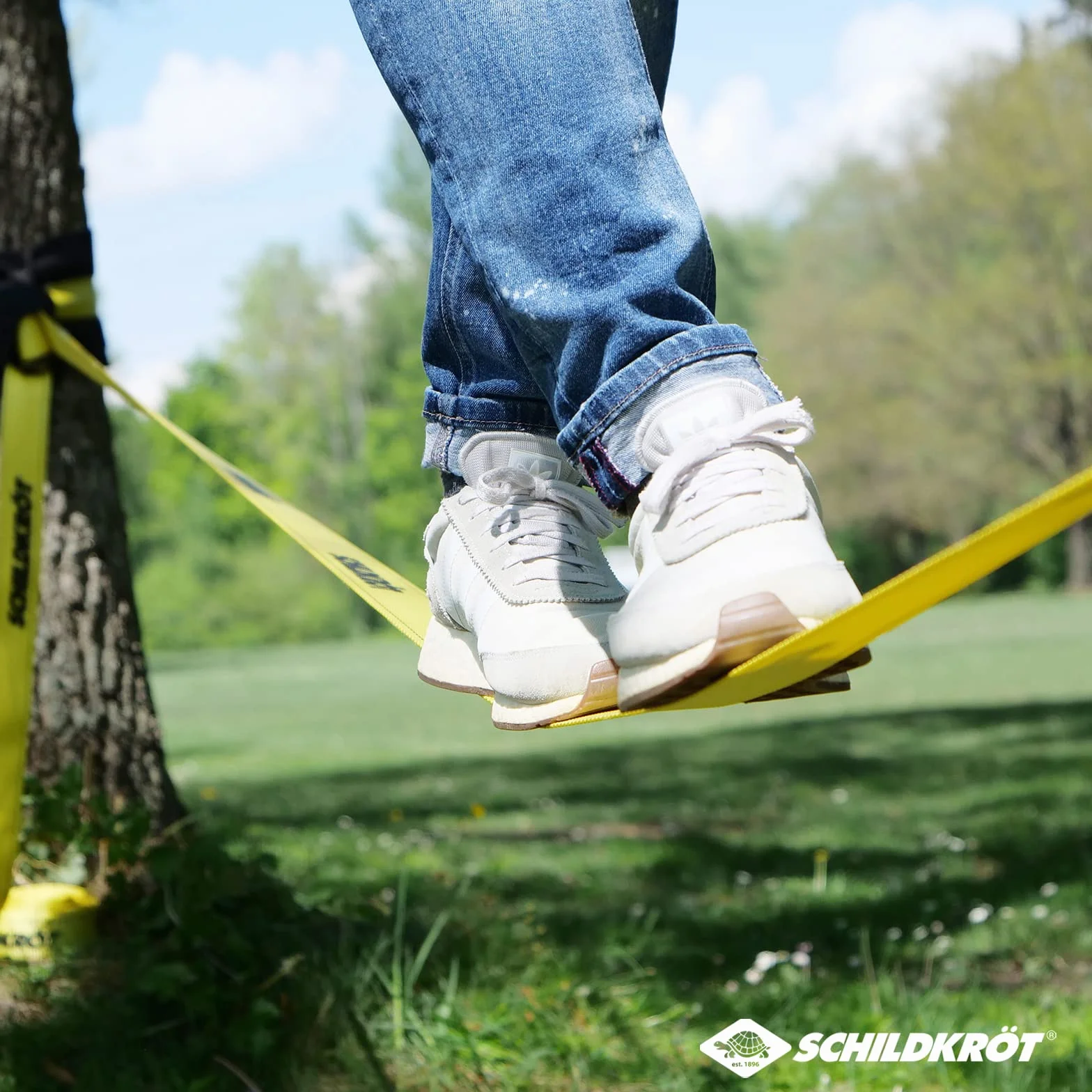 Schildkröt Slackline 15m, Ligne d'Enseignement 5 cm, Débutants Enfants Adultes