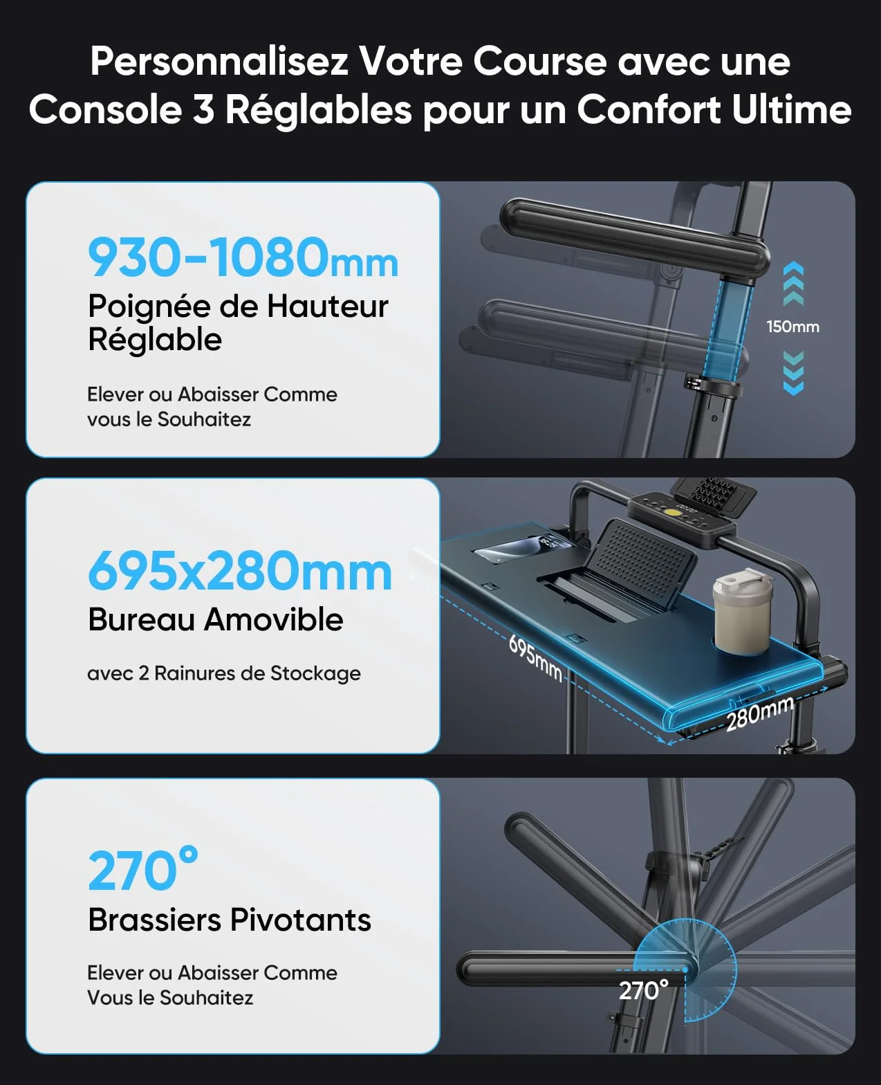 Tapis de Course Pliable Inclinable 12% 3.0HP Max 12 km/h Charge 150 kg