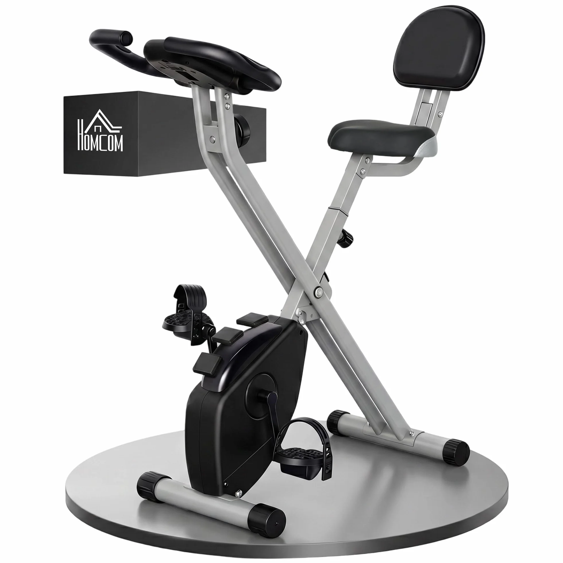 HOMCOM Vélo d'Appartement Magnétique Pliable avec 8 Niveaux de Résistance, Capteur de Pouls - Home Trainer Silencieux