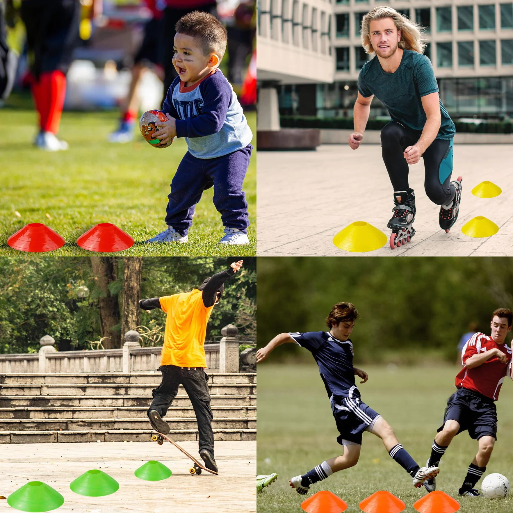 Cônes de Marqueurs 15 Pièces Plots Sport Cônes de Disques Variété de Couleurs pour Entraînement Football