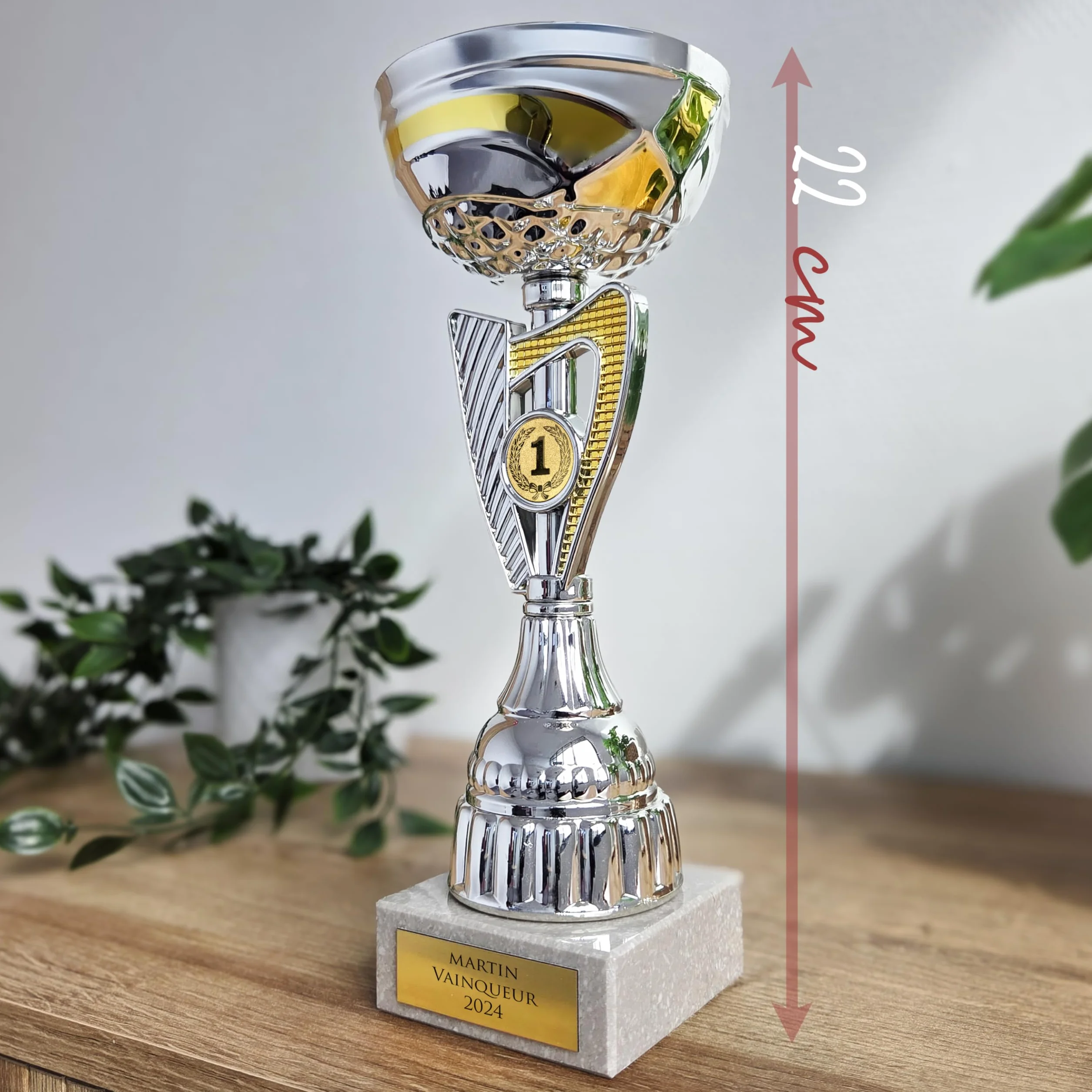 KDO MAGIC Trophée Personnalisable Coupe Gravure Or Argent Cadeau Fête des Pères Anniversaire Sport