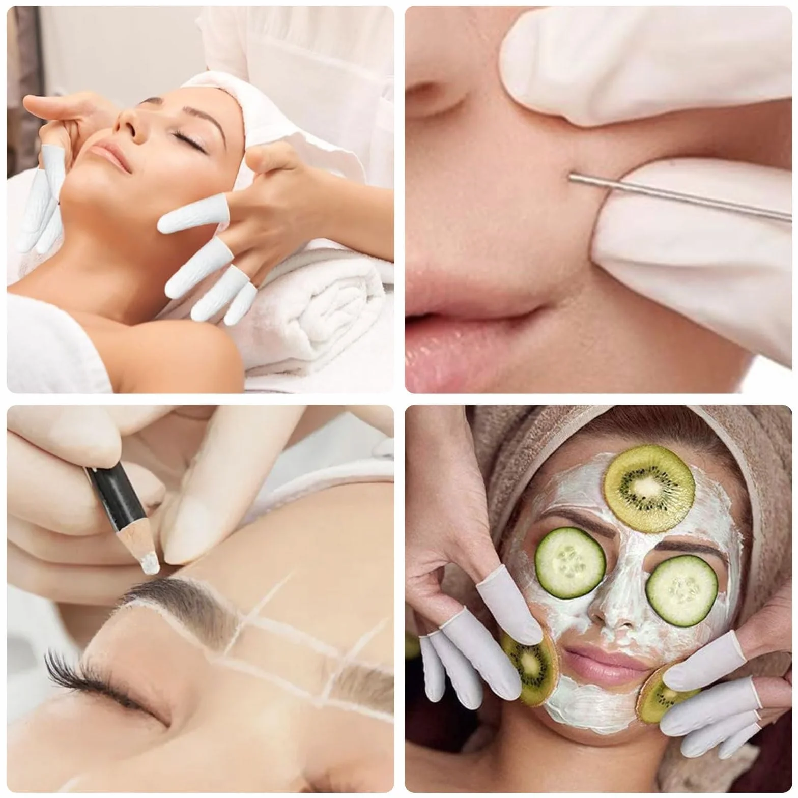 GVSS 100 Pièces Protege Pansement Doigt Blanc, Doigtiers en Latex Imperméables Antistatiques Protection Tatouage Nail Art DIY