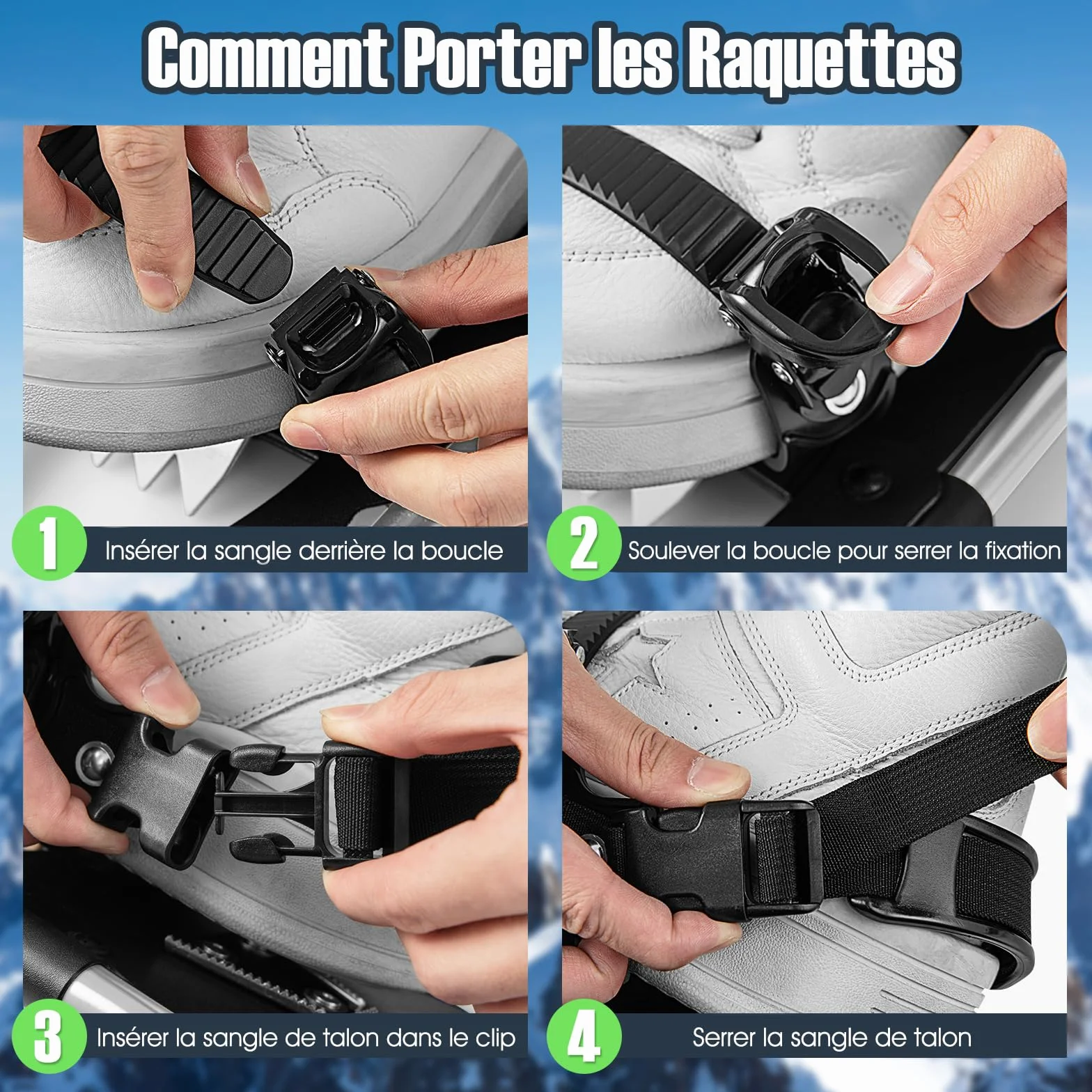 GOPLUS Raquettes de Neige 21'' 25'' 30'' Femmes Hommes Bâtons de Randonnée Antidérapants Réglables Alliage d'Aluminium Sac de Transport Imperméable Argenté
