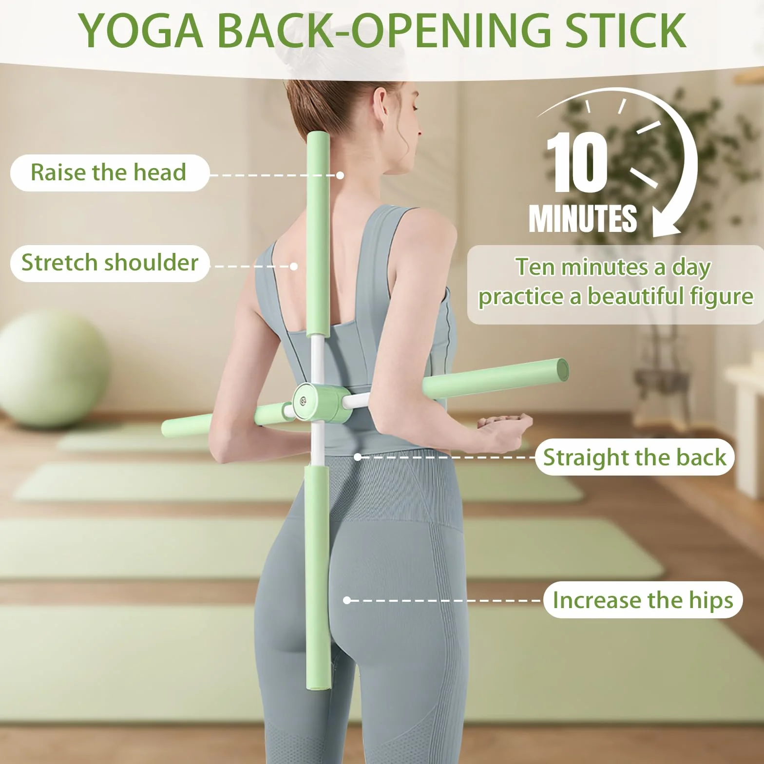 Bâton de Yoga pour Correction de Posture – Correcteur de Bosse, Dos et Cou, Entraînement Complet du Corps
