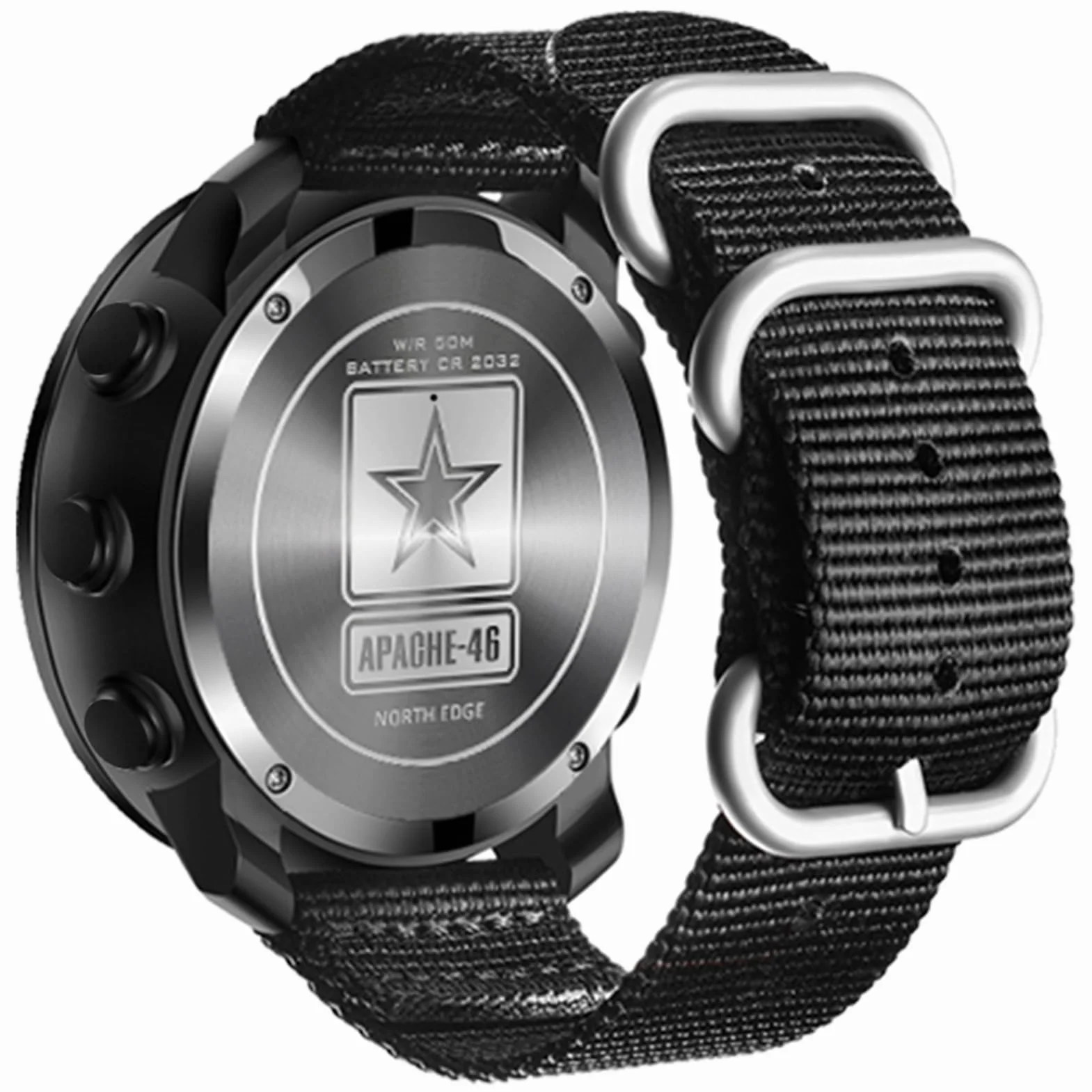 Montre Numérique Multifonctionnelle Hommes Altimètre Baromètre Boussole 50 M Etanche Nylon Noir