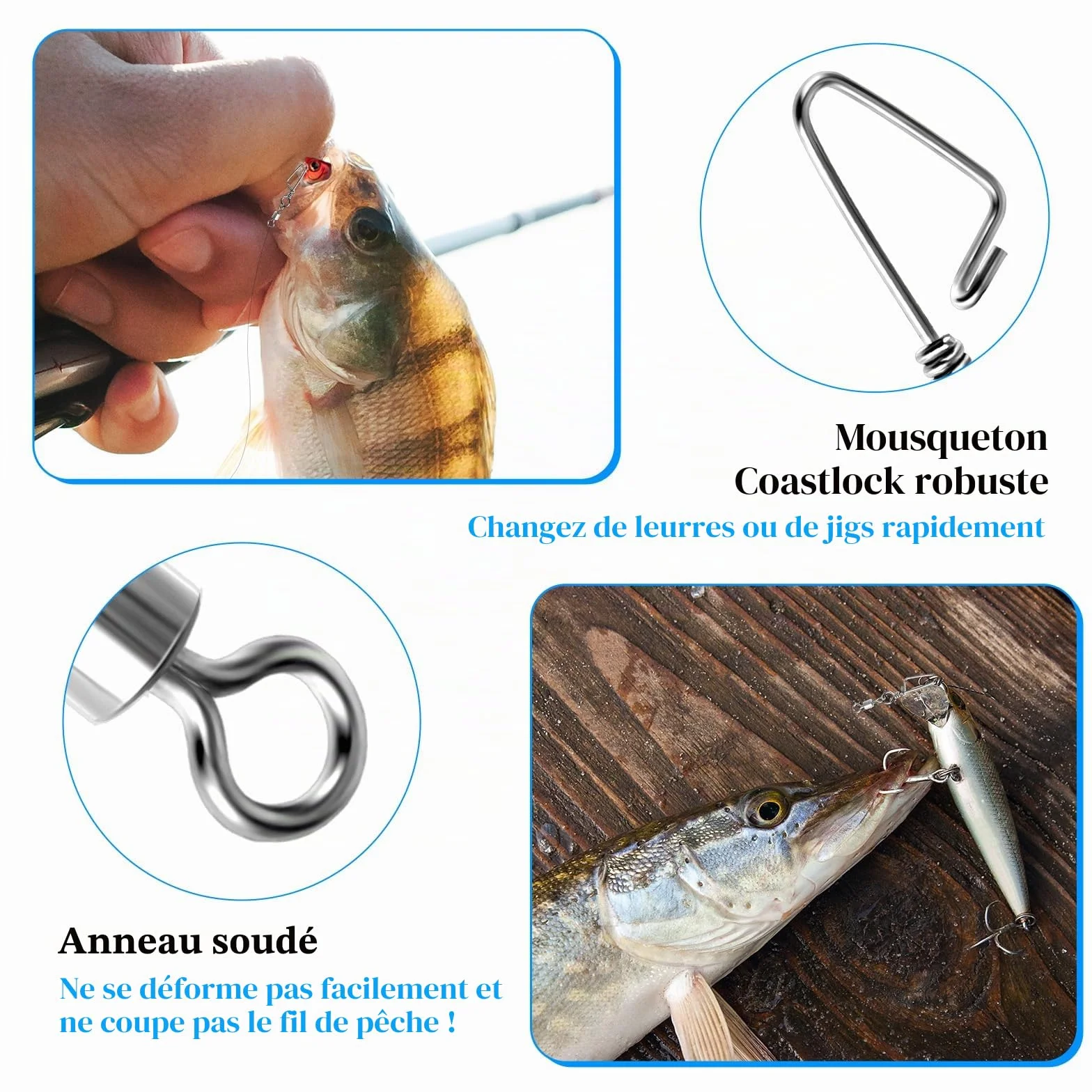 Amaxiu Angel Snap Lot de 25 émerillons en acier inoxydable résistant à la corrosion pour pêche eau salée eau douce