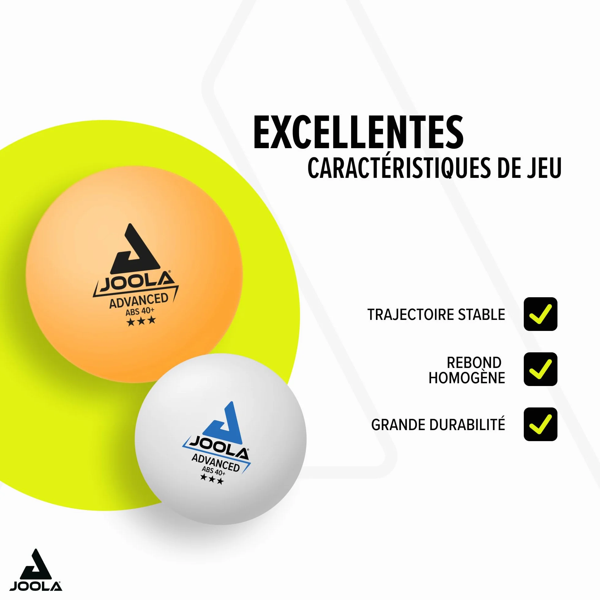 JOOLA Balle de Tennis de Table 3 étoiles 40+ mm Training Advanced