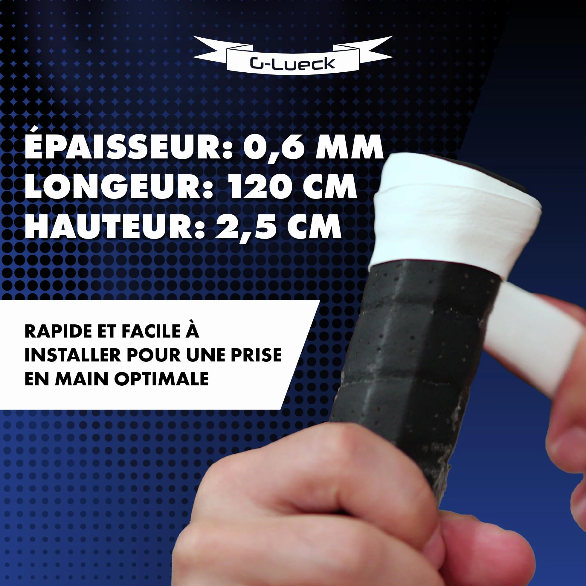 Lot de 3 Surgrip Tennis Power Touch Overgrip 0,60 mm Antidérapant pour Padel, Badminton, Squash