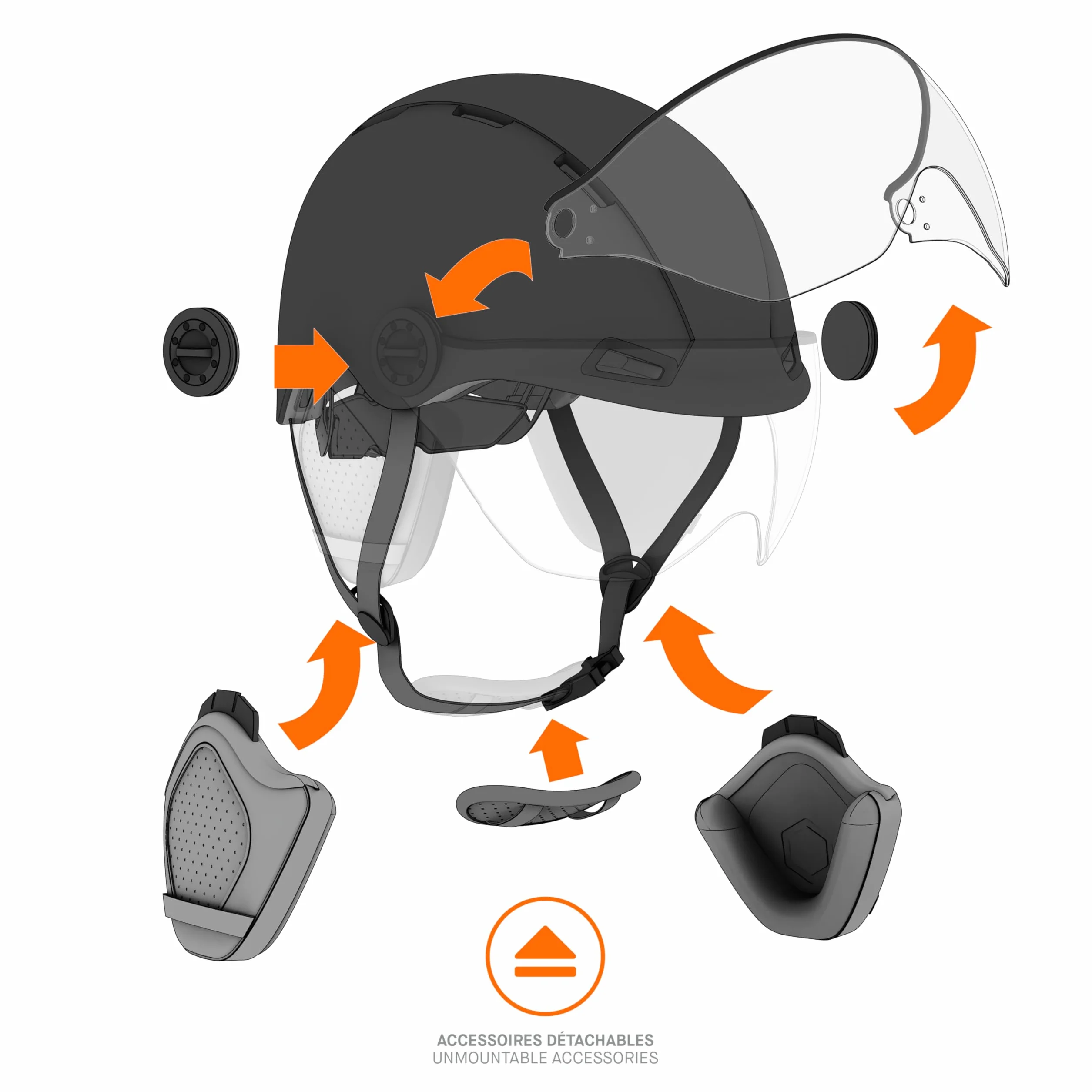 Casque Lifestyle Urbain Vélo Trottinette Electrique Visière Transparente Cache-Oreille Amovibles Vert Métallisé Taille M