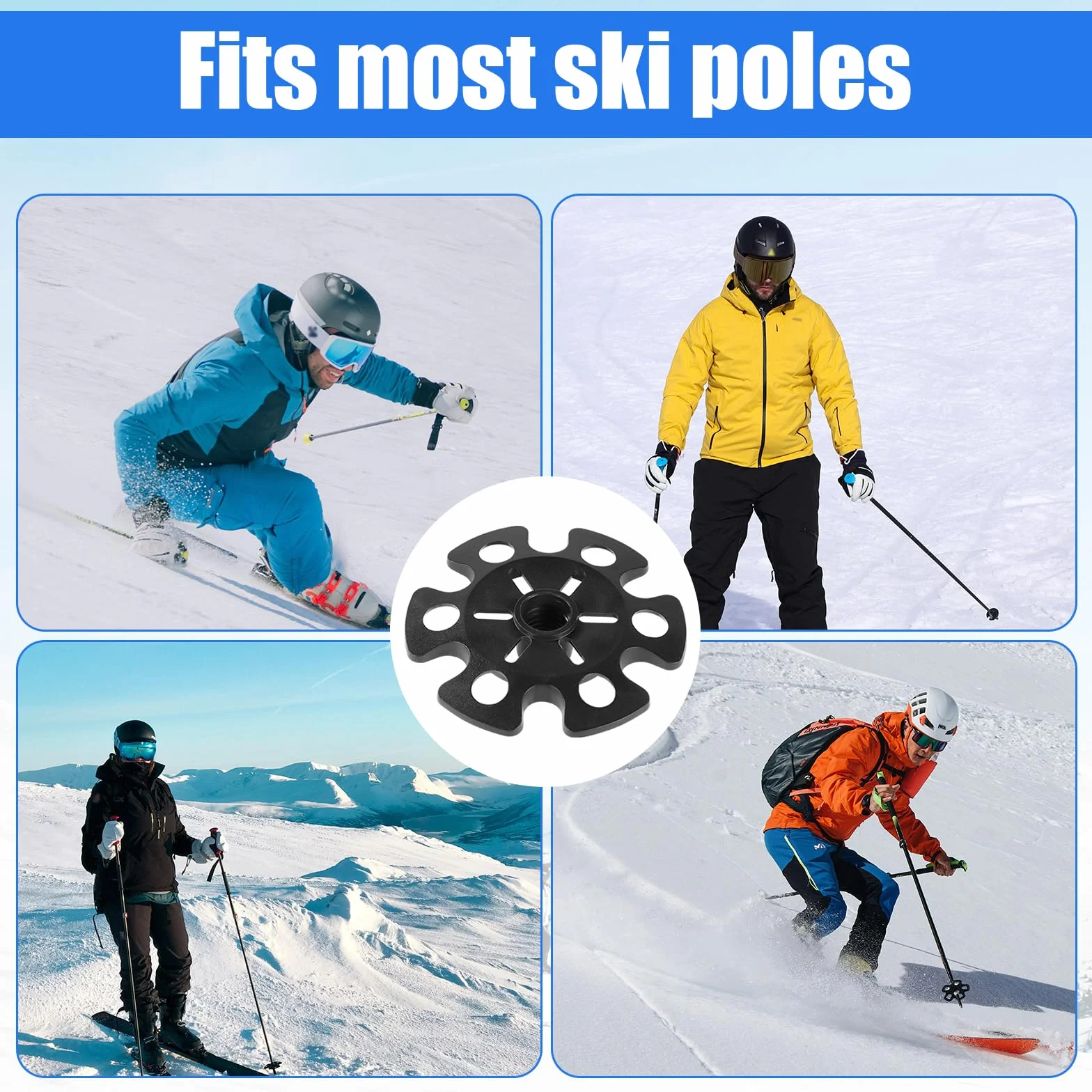 Paniers à Neige pour Bâtons de Randonnée 8pcs Noir Classique Sports d'hiver