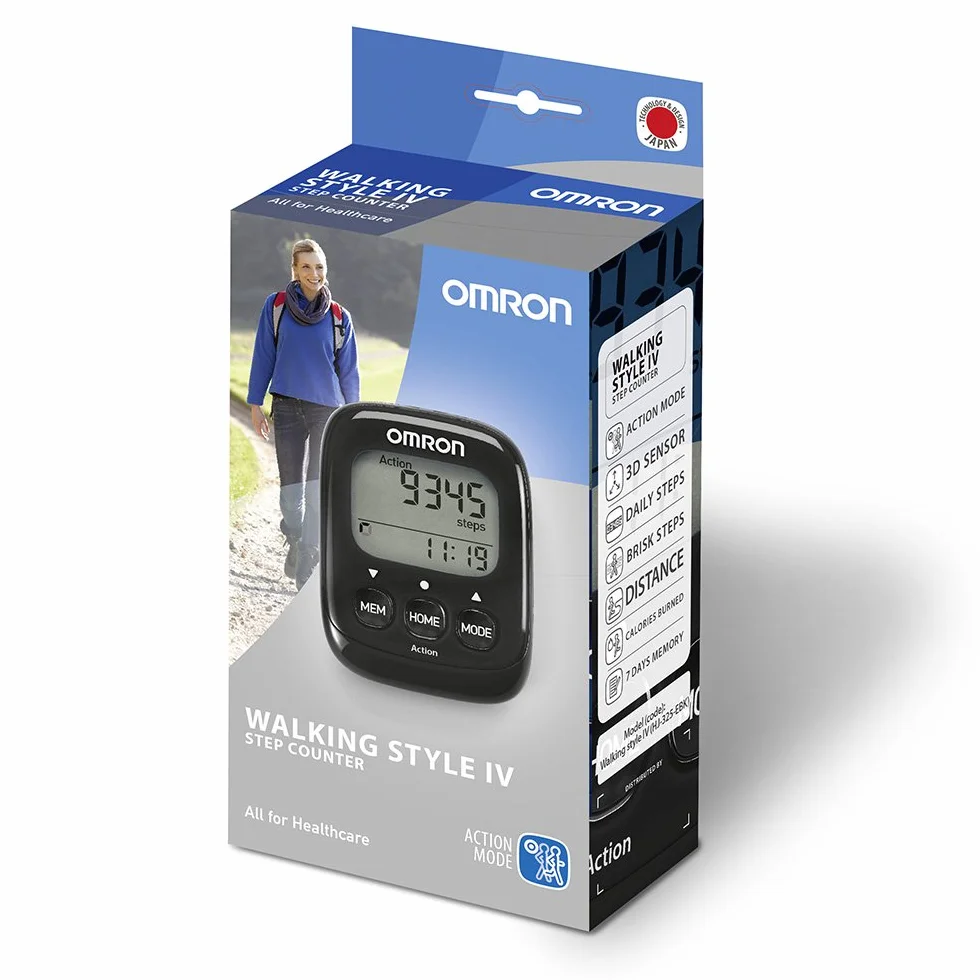 OMRON Walking Style IV Podomètre 3D Pas Distance Calories Noir