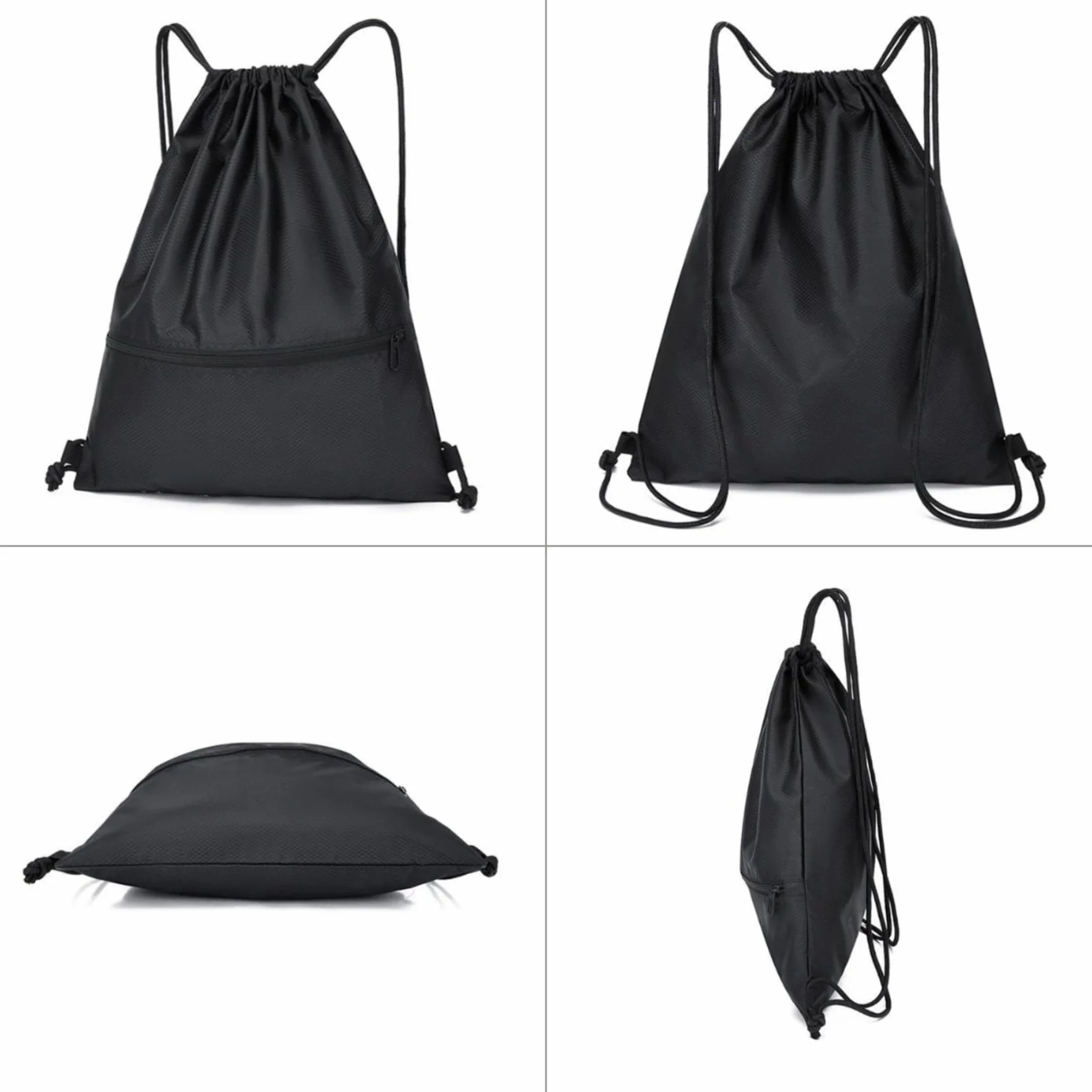 Sac à dos à cordon étanche en tissu Oxford Noir S