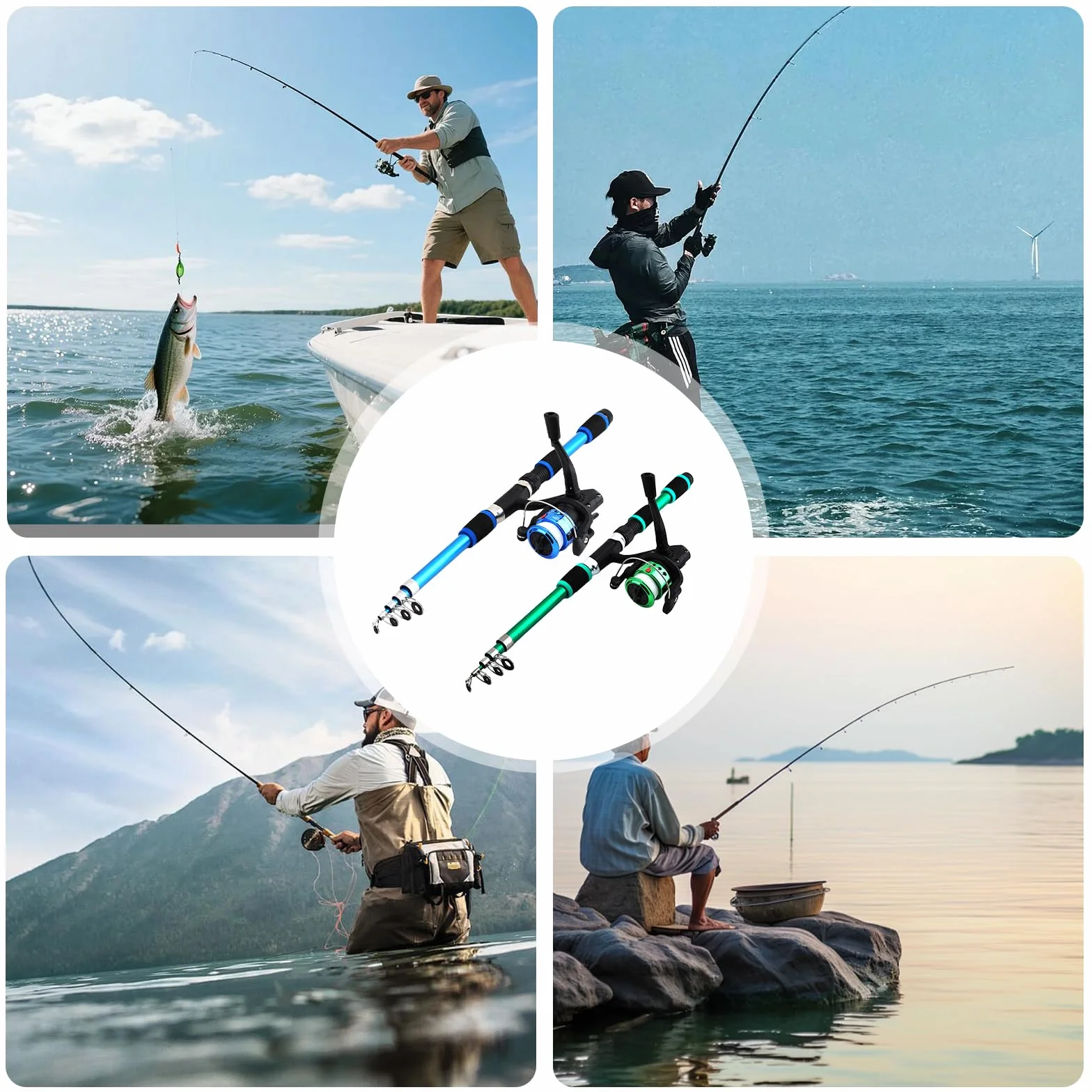 Kit de Canne à Pêche pour Enfants, 1.8 M Télescopique avec Moulinet Spincast et Sac