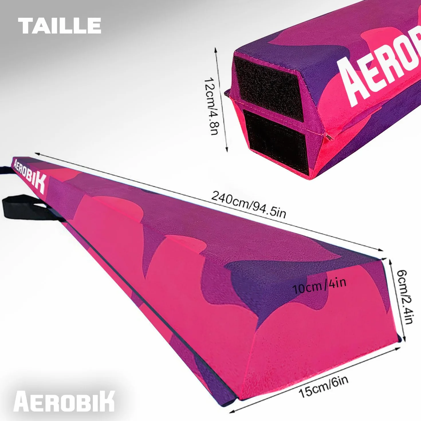 Poutre de Gymnastique Pliable 240 cm Violette Antidérapante Lavable Enfants Adultes Original Corner