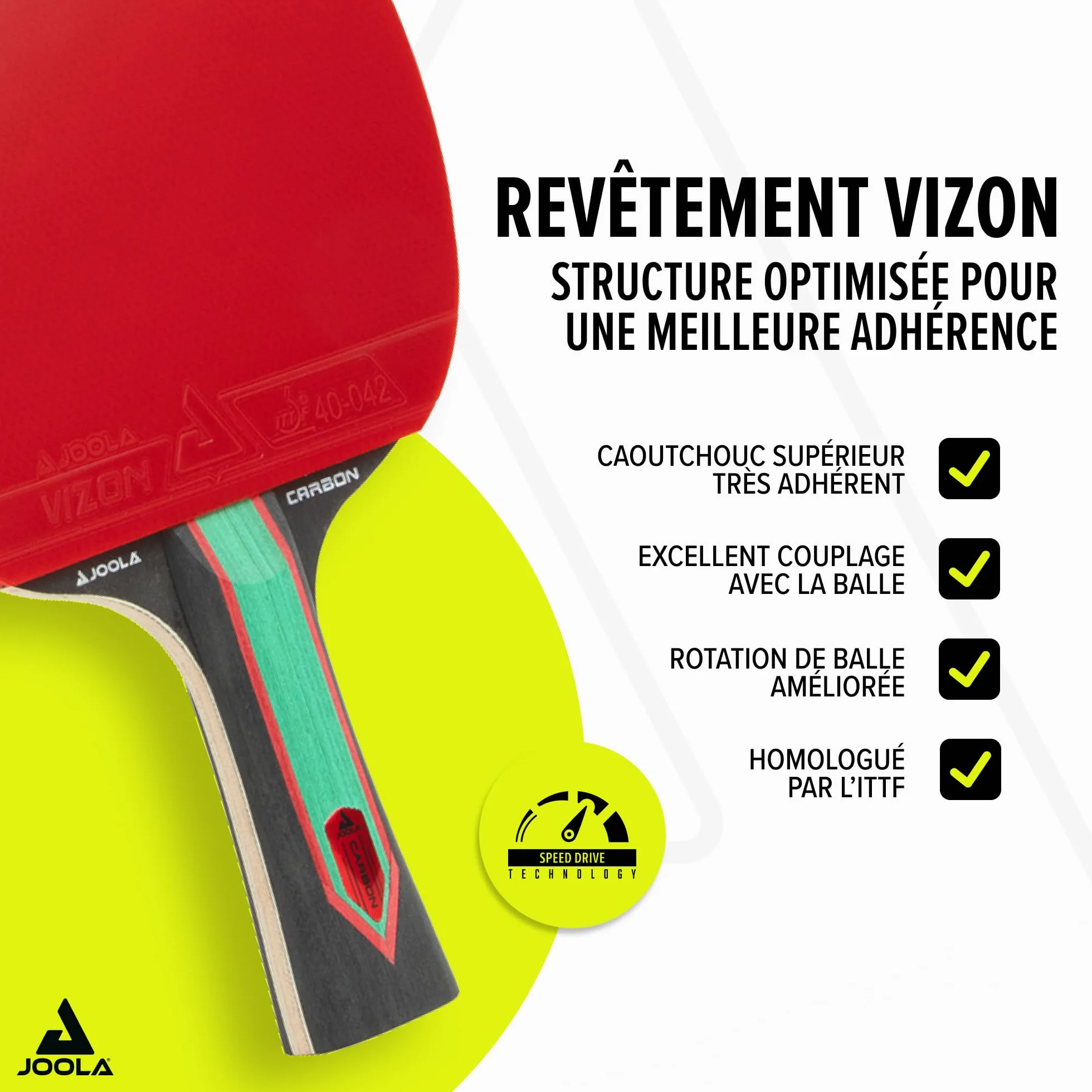 JOOLA Raquette de Tennis de Table Red Carbon Pro/Carbon Control/Carbon X – Raquette de Ping-Pong en Carbone avec Boîte Magnétique