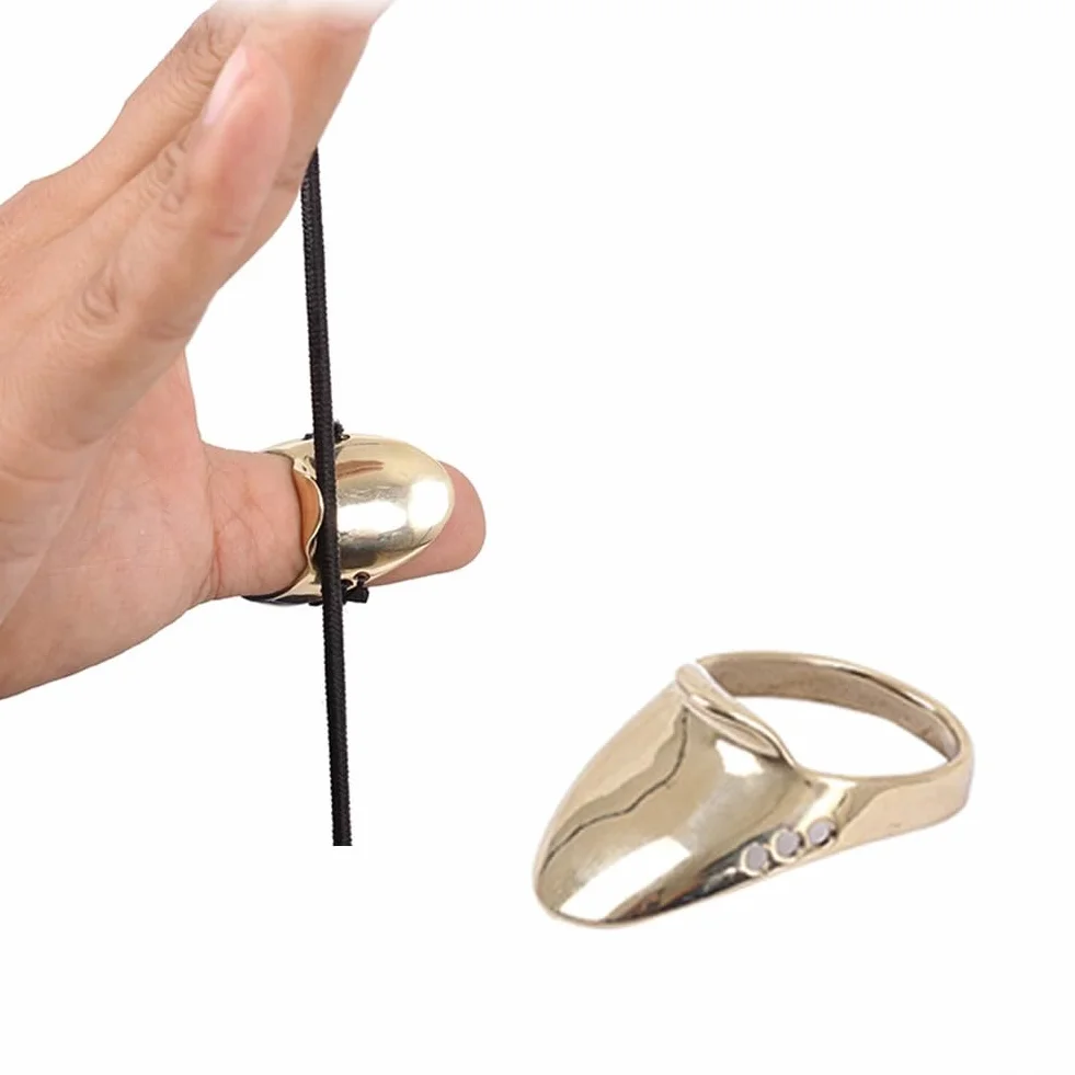 Anneau de chasse et de pouce en laiton avec coussinet en cuir creux pour arc traditionnel