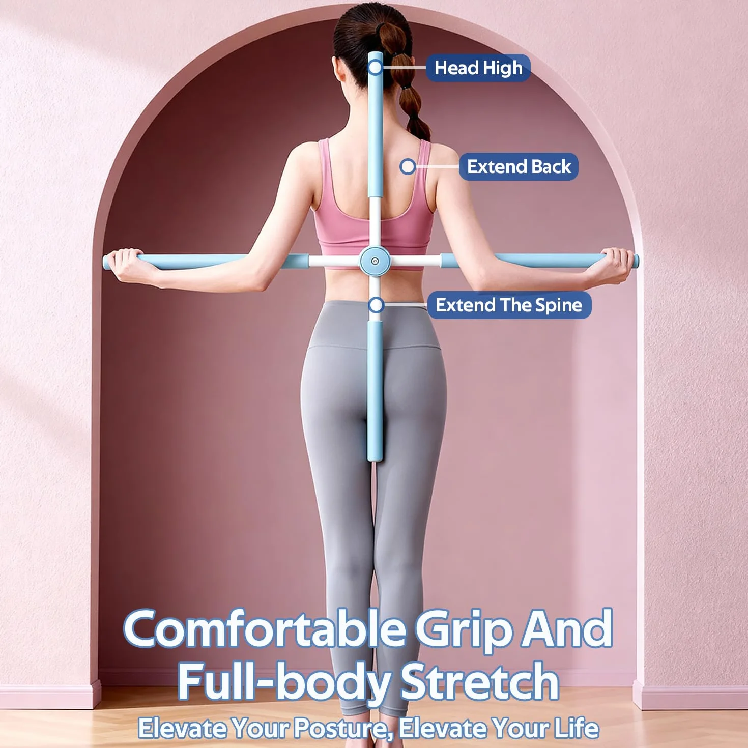 Bâtons de Correction de Posture de Yoga, Bâton de Pilates Rétractable pour Adultes et Enfants