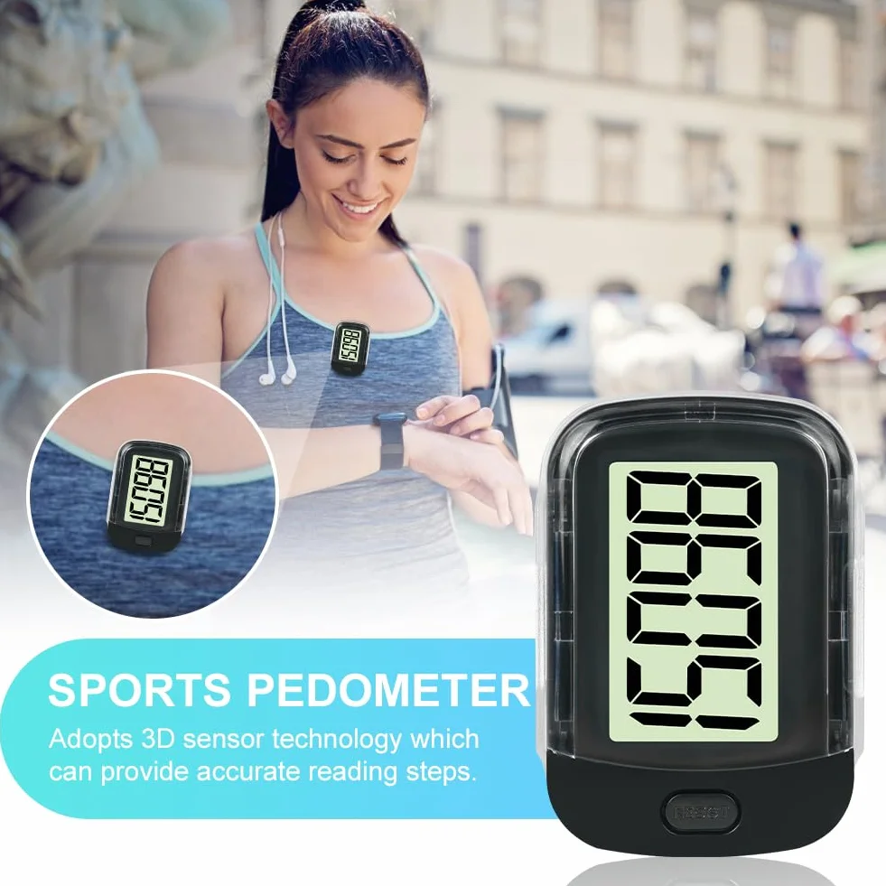 Flintronic Podomètre 3D précis pour la Marche, Compteur de Pas Numérique Portable avec Grand écran et Rétroéclairage LED