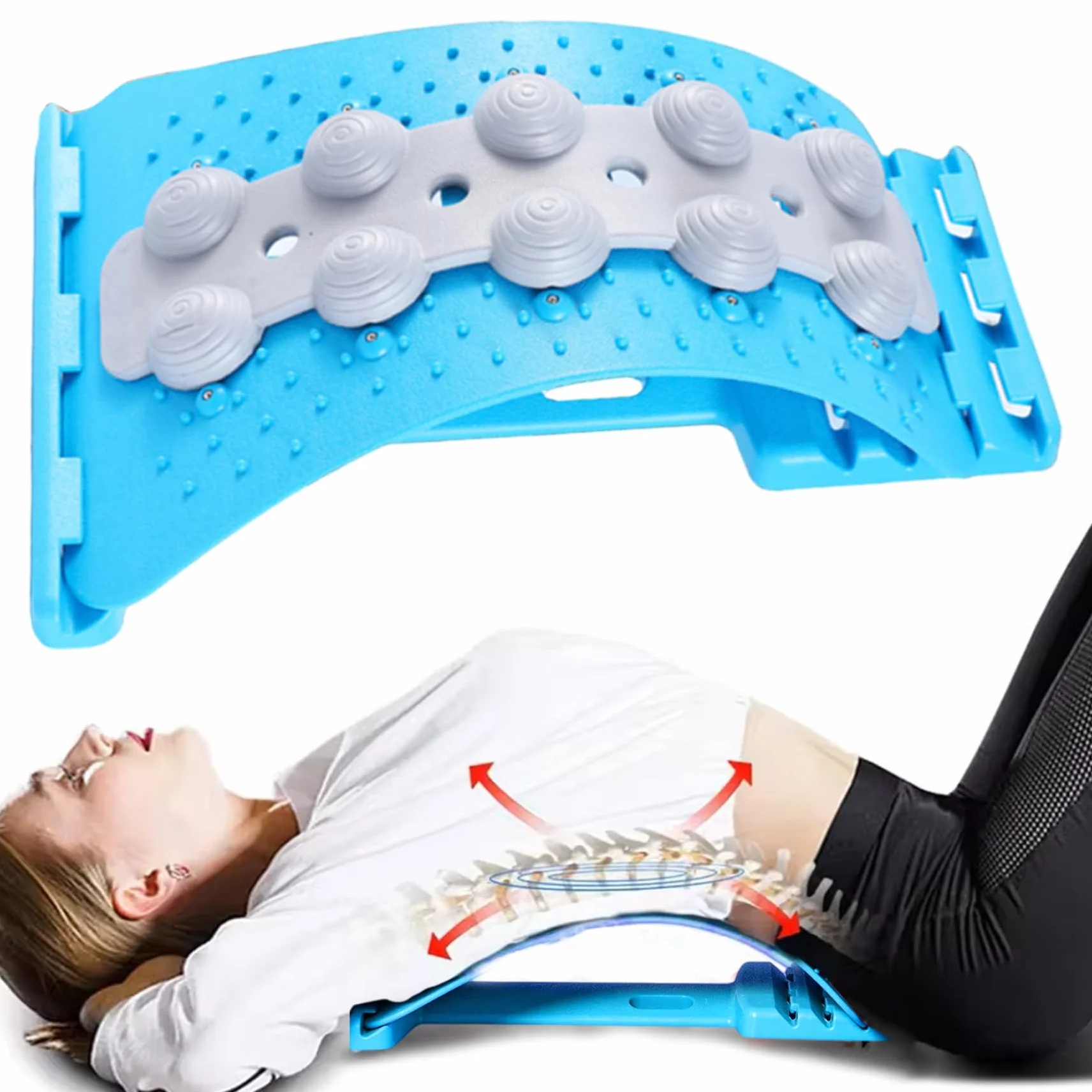 Planche lombaire antidérapante 4 niveaux réglables points de massage 3D bleu