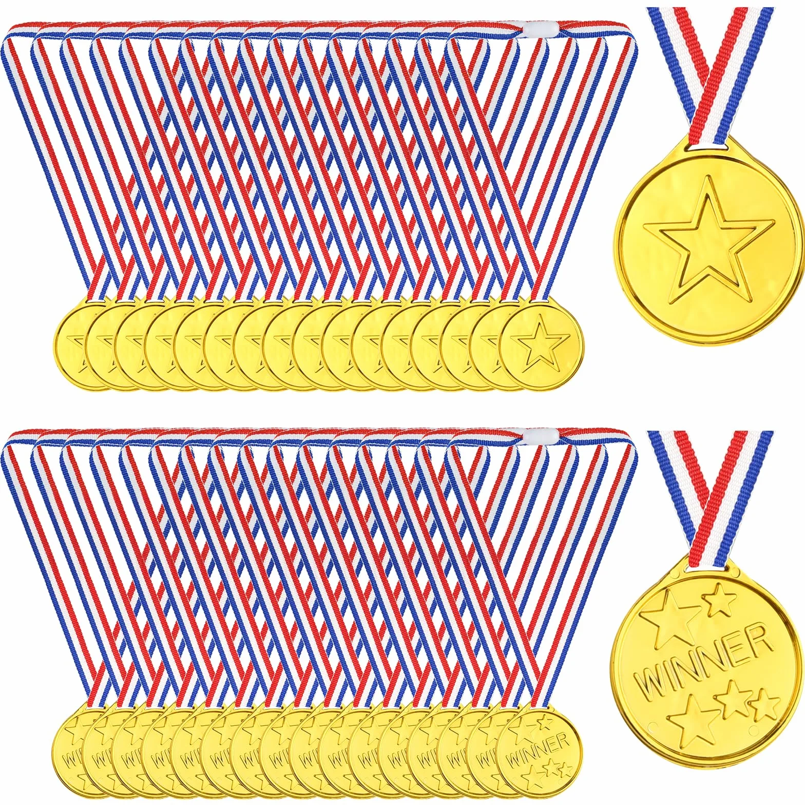 PLULON Médailles du Gagnant en Plastique Or Argent Bronze avec Rubans Cou