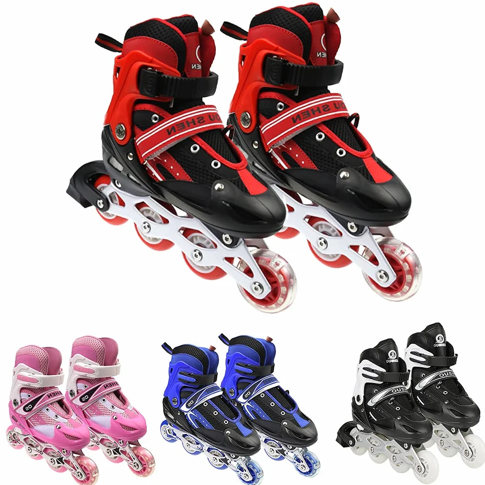 Patins à roulettes réglables Enfant Fille 3-9 Ans Lumières Débutants