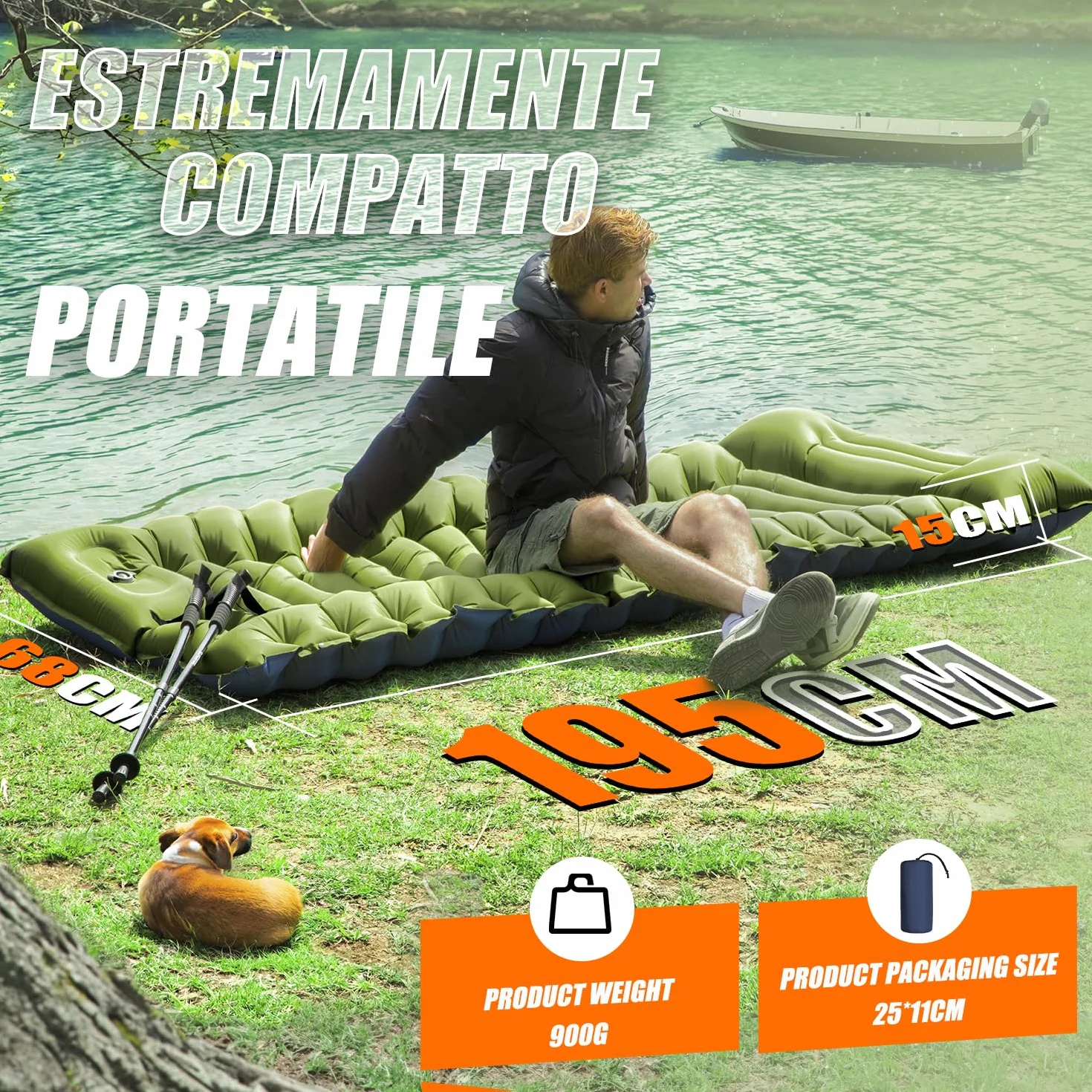 Matelas de Camping autogonflant ultraléger avec Oreiller et Pompe à Pied intégrée Portable Compact pour Trekking