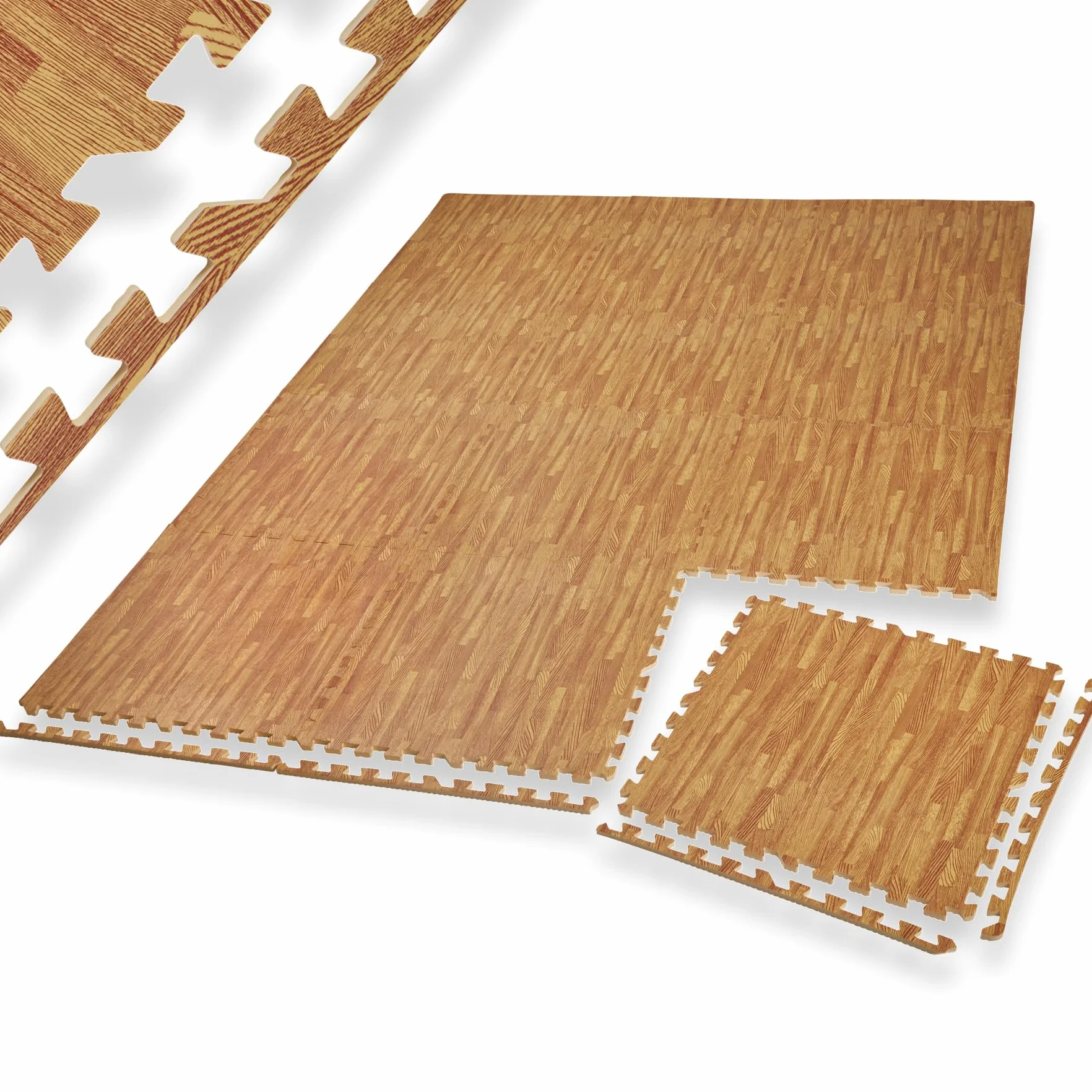Tapis de sport 12 dalles mousse EVA 61x61x1 cm Isolant thermique acoustique Gym Fitness Yoga Sol salle de sport Effet bois